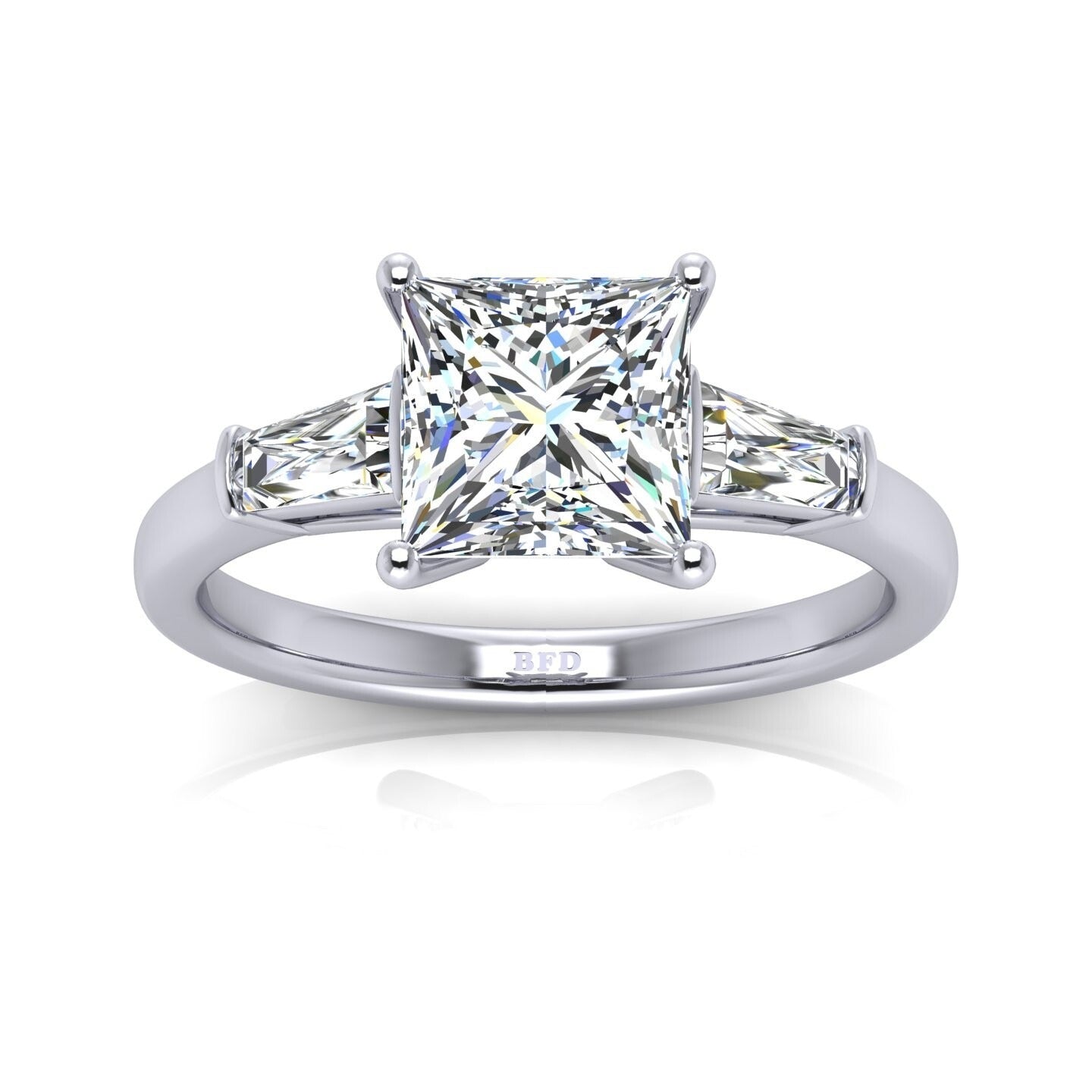 3.25CT IGI Certified Lab Grown Princess & Tapered Diamond Trilogy Ring in Platinum