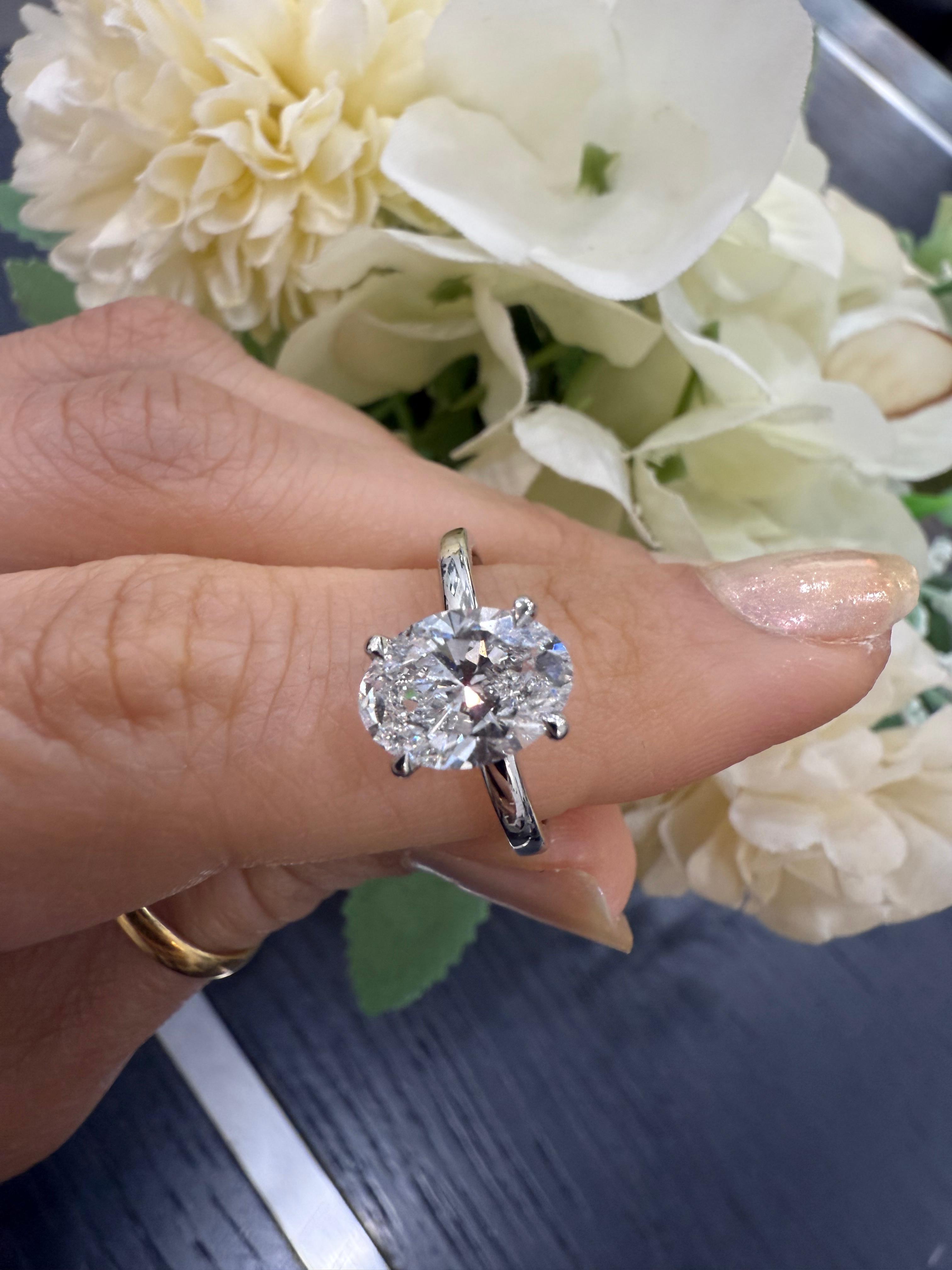 IGI Certified Lab Grown Oval Diamond Hidden Halo Engagement Ring – Platinum