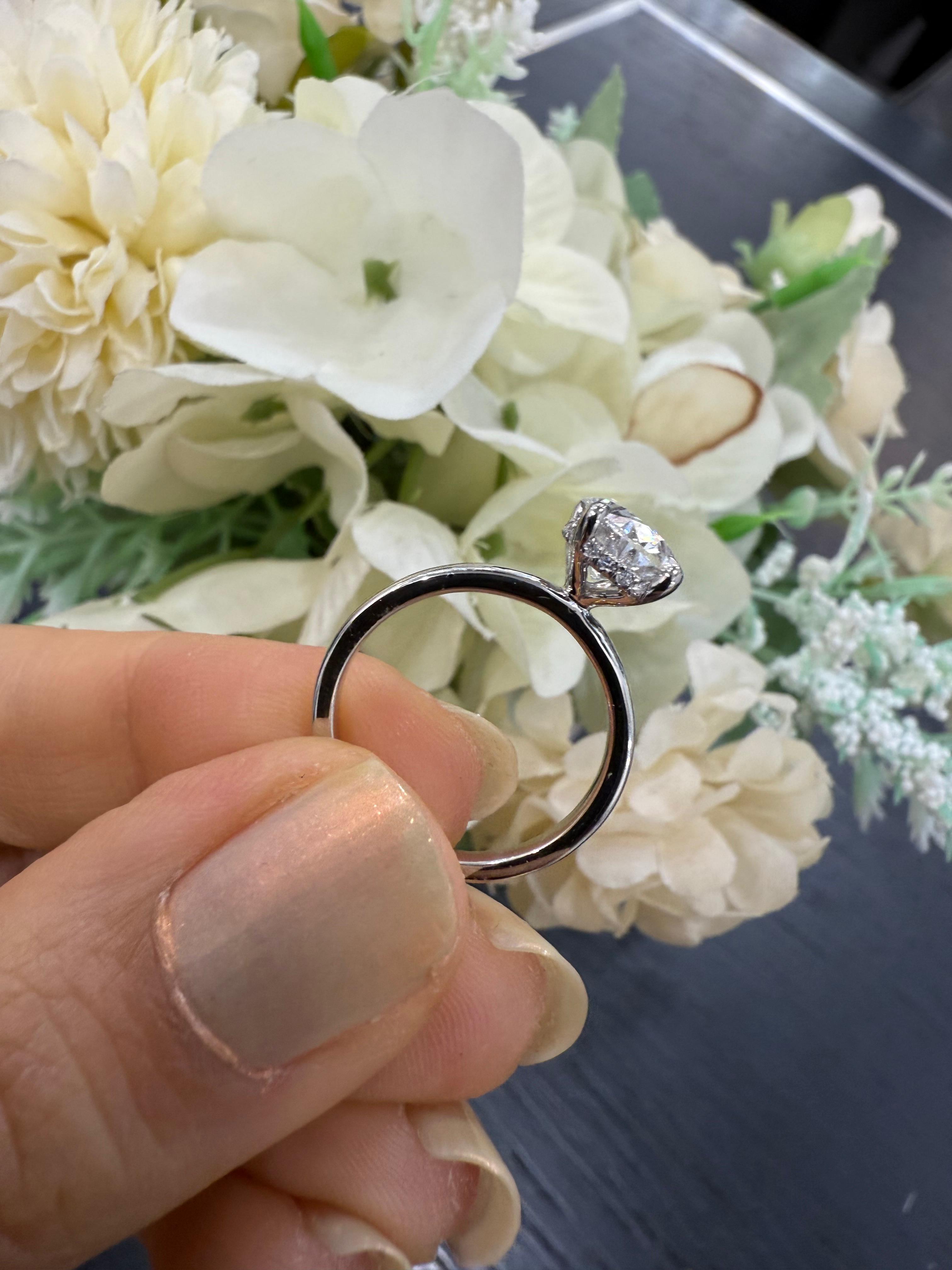 Oval Lab Diamond Hidden Halo Ring | IGI Platinum