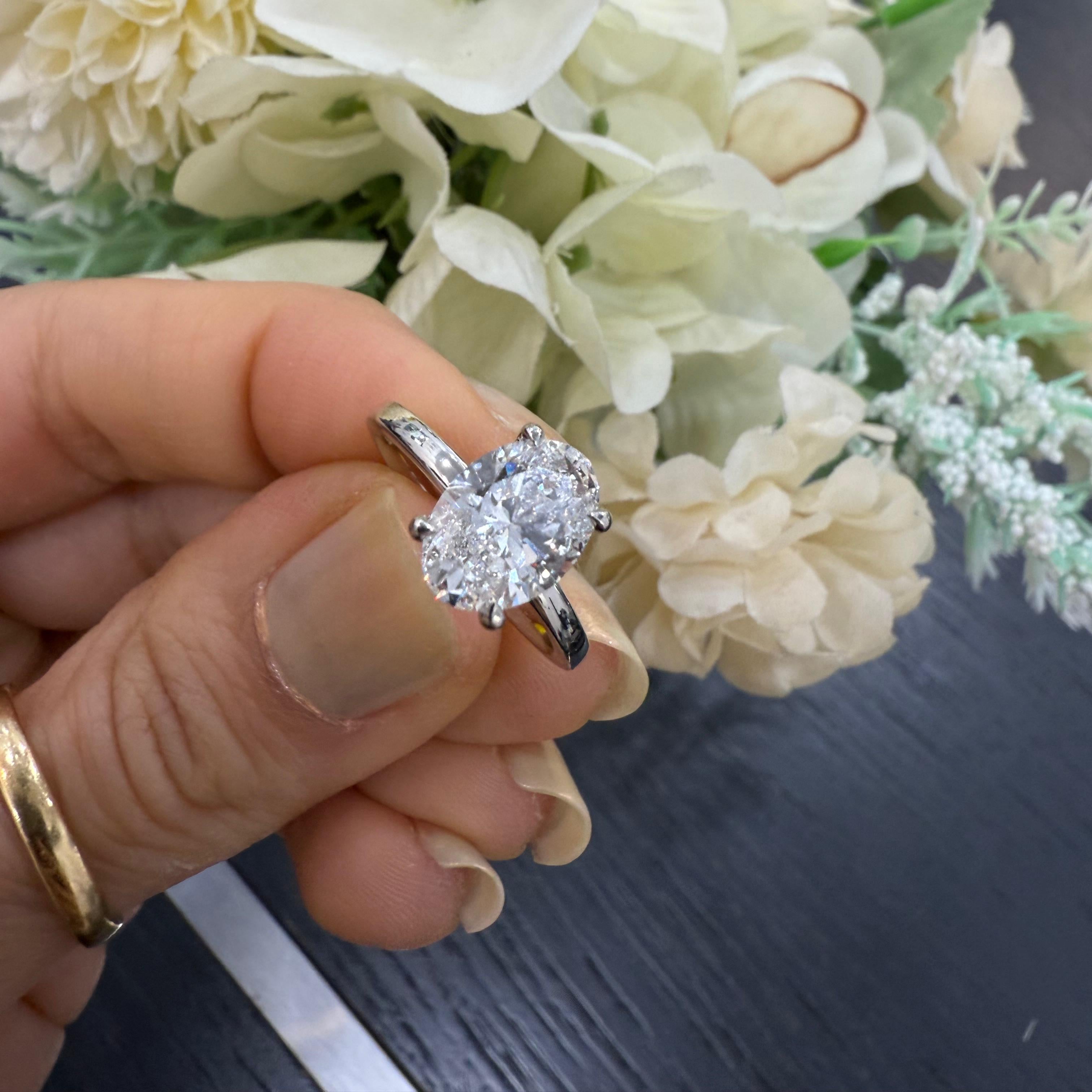 Close-up of Oval Lab Grown Diamond with Hidden Halo