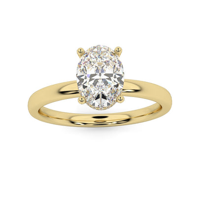 1.15CT IGI Certified Diamond Oval Cut Hidden Halo Women's Engagement Ring - 18k Yellow Gold