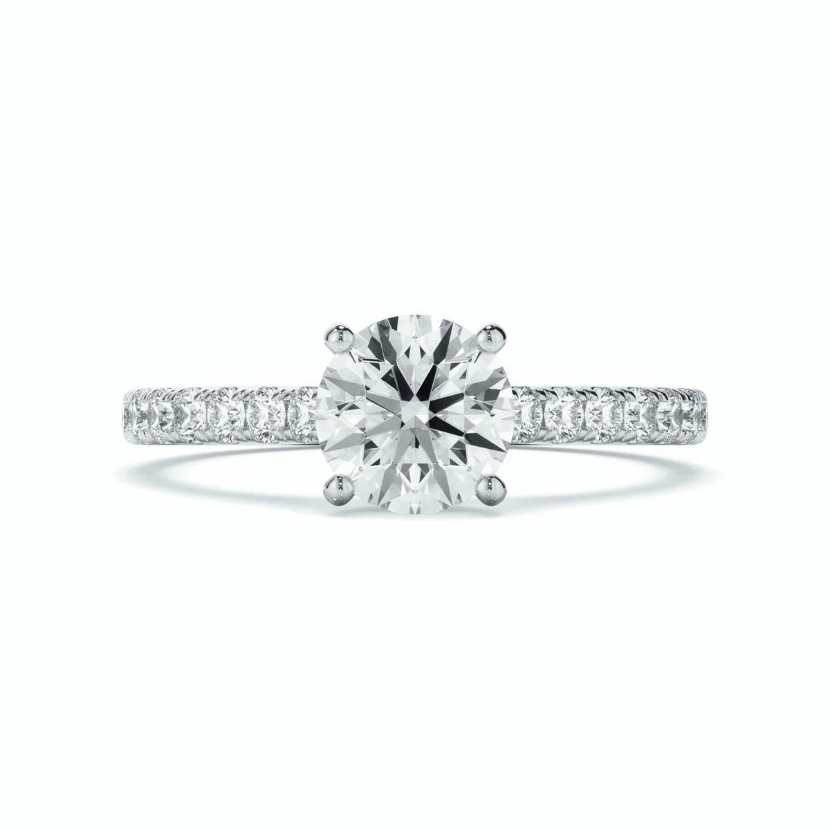 Clearance Sale – IGI 1.75CT Lab Grown Diamond Engagement Ring in Platinum with Side Diamonds on Shank