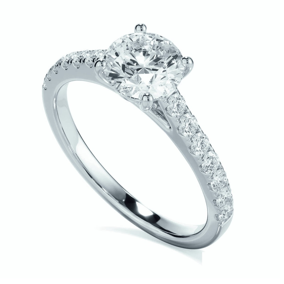 Clearance Sale – IGI 1.75CT Lab Grown Diamond Engagement Ring in Platinum with Side Diamonds on Shank