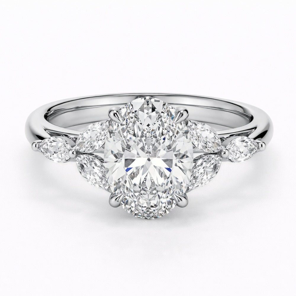 IGI Certified 2.50ct Oval With Marquise Lab Grown Diamond Engagement Ring in Platinum
