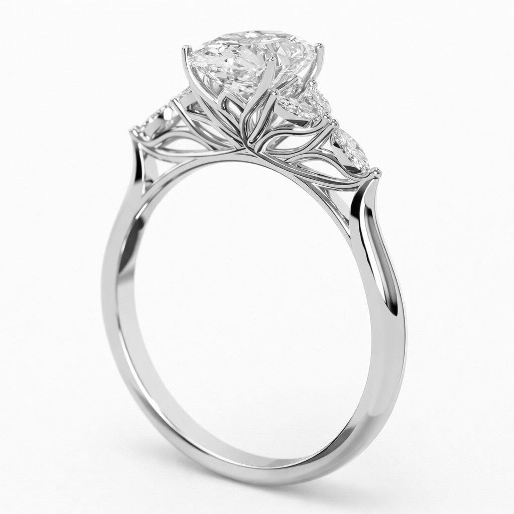 IGI Certified 2.50ct Oval With Marquise Lab Grown Diamond Engagement Ring in Platinum