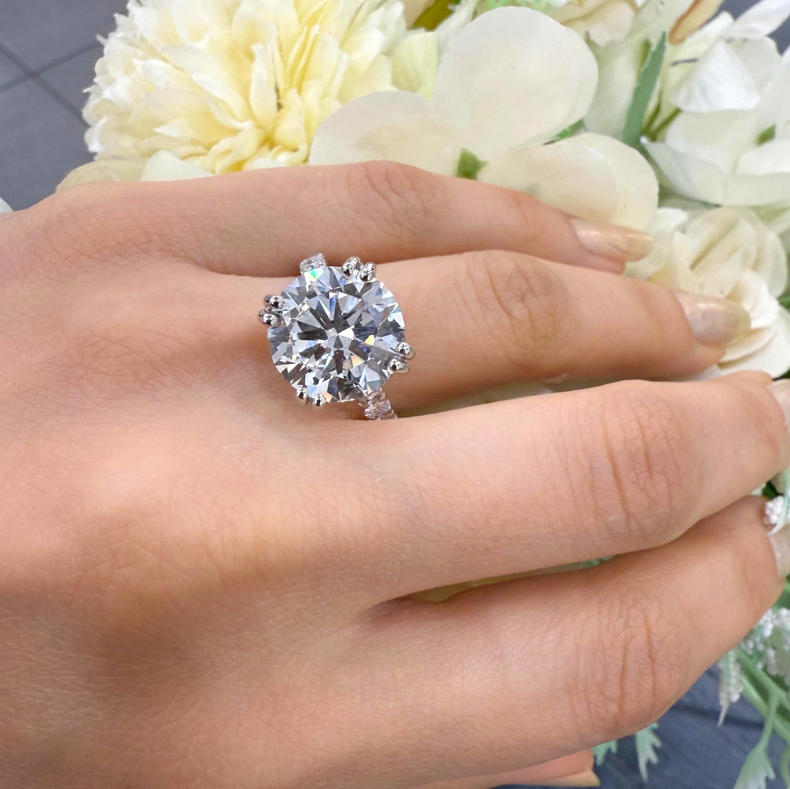 7.01CT IGI Certified Lab Grown Round Diamond Engagement Ring in Platinum
