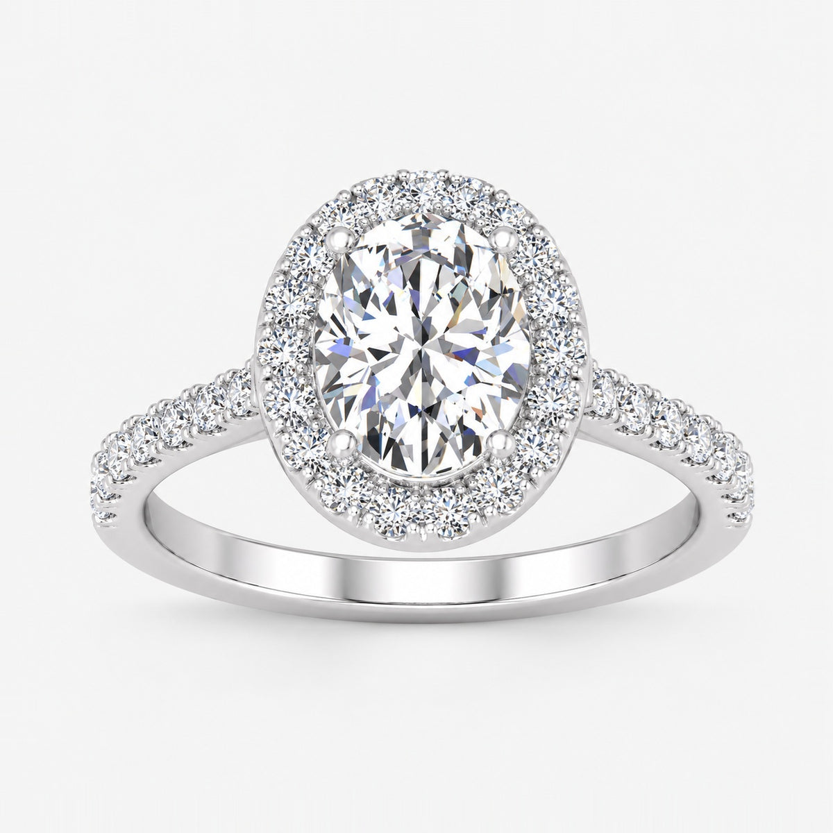 2.50CT IGI Certified Diamond Oval Cut Hidden Halo Engagement Ring