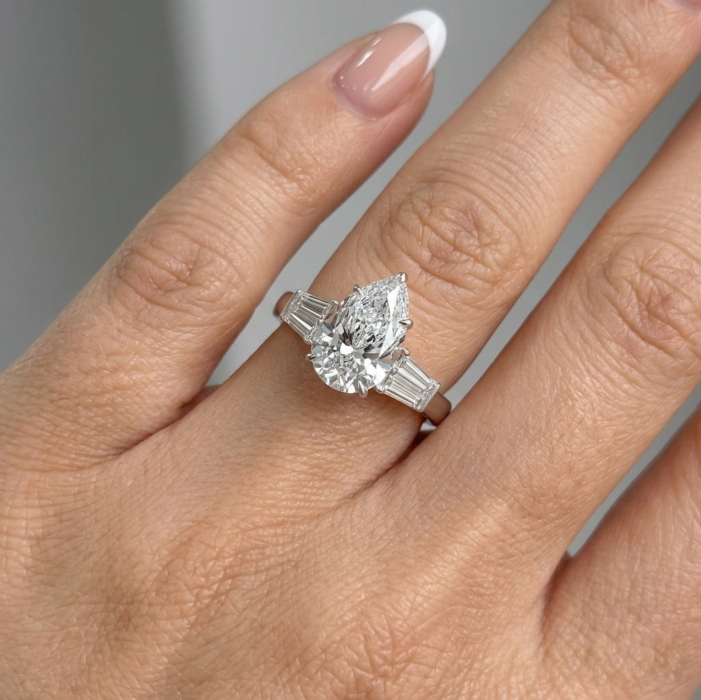 IGI Certified Pear Diamond Engagement Ring in Platinum 4Ct - 6Ct