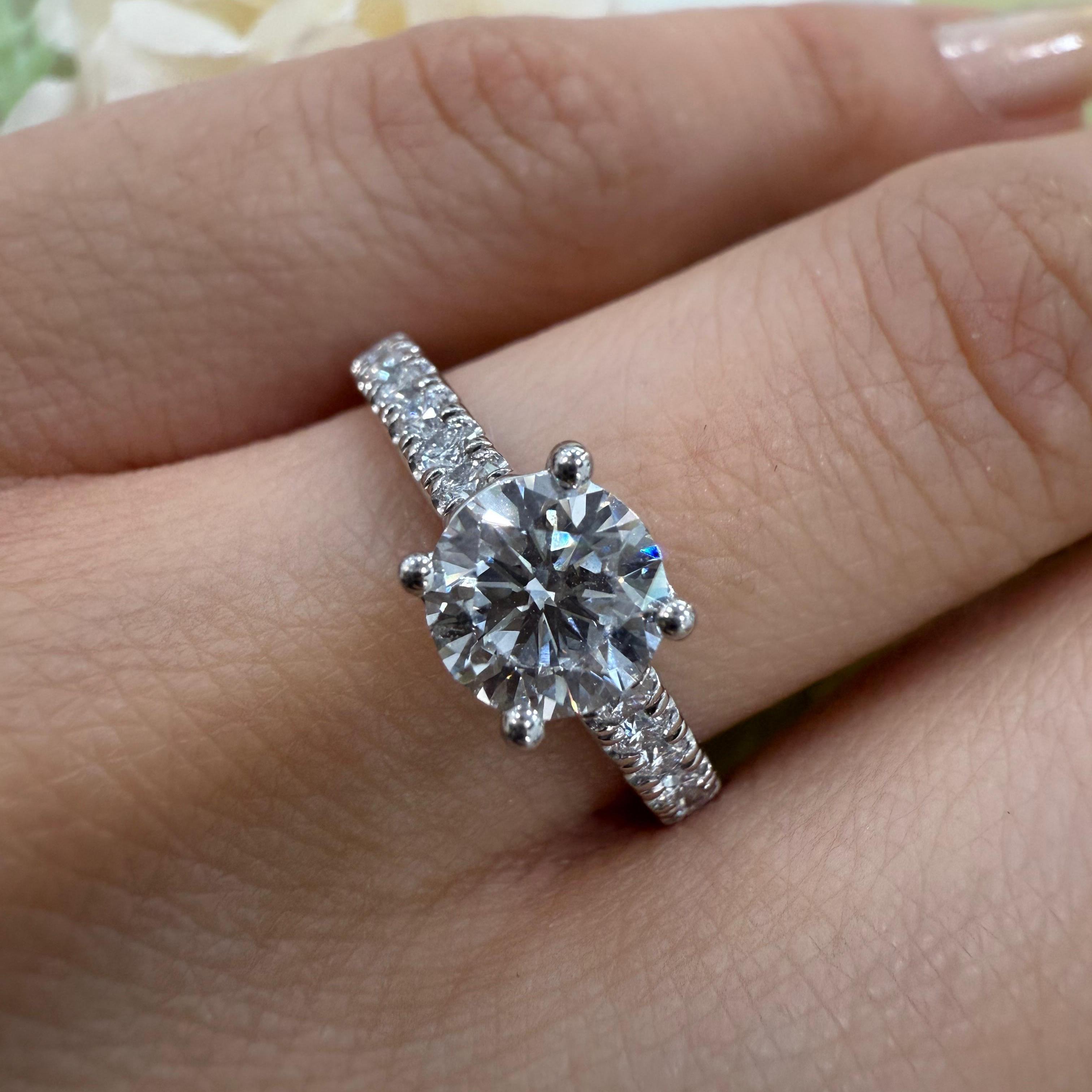 Clearance Sale – IGI 1.75CT Lab Grown Diamond Engagement Ring in Platinum with Side Diamonds on Shank
