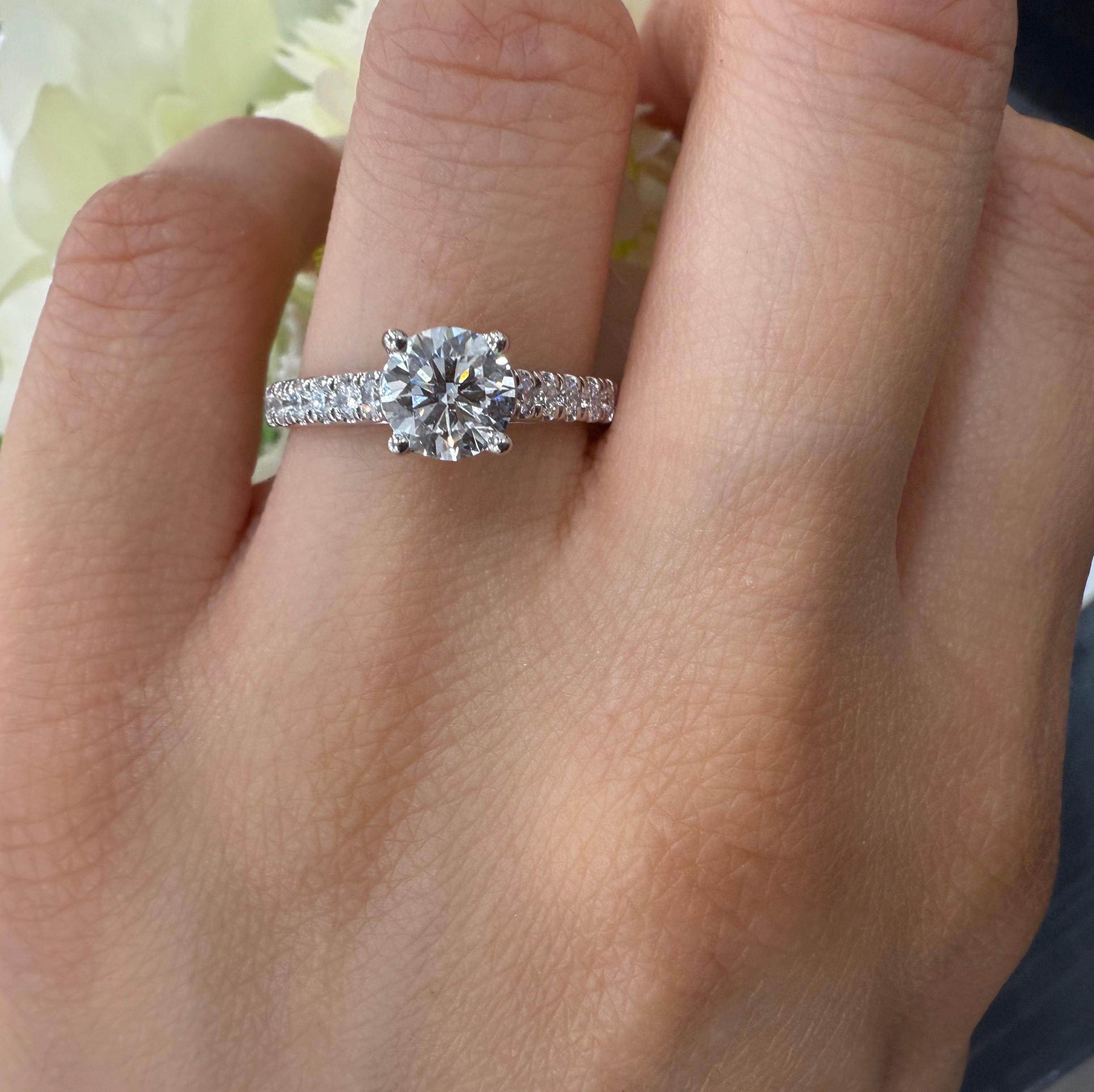 Clearance Sale – IGI 1.75CT Lab Grown Diamond Engagement Ring in Platinum with Side Diamonds on Shank