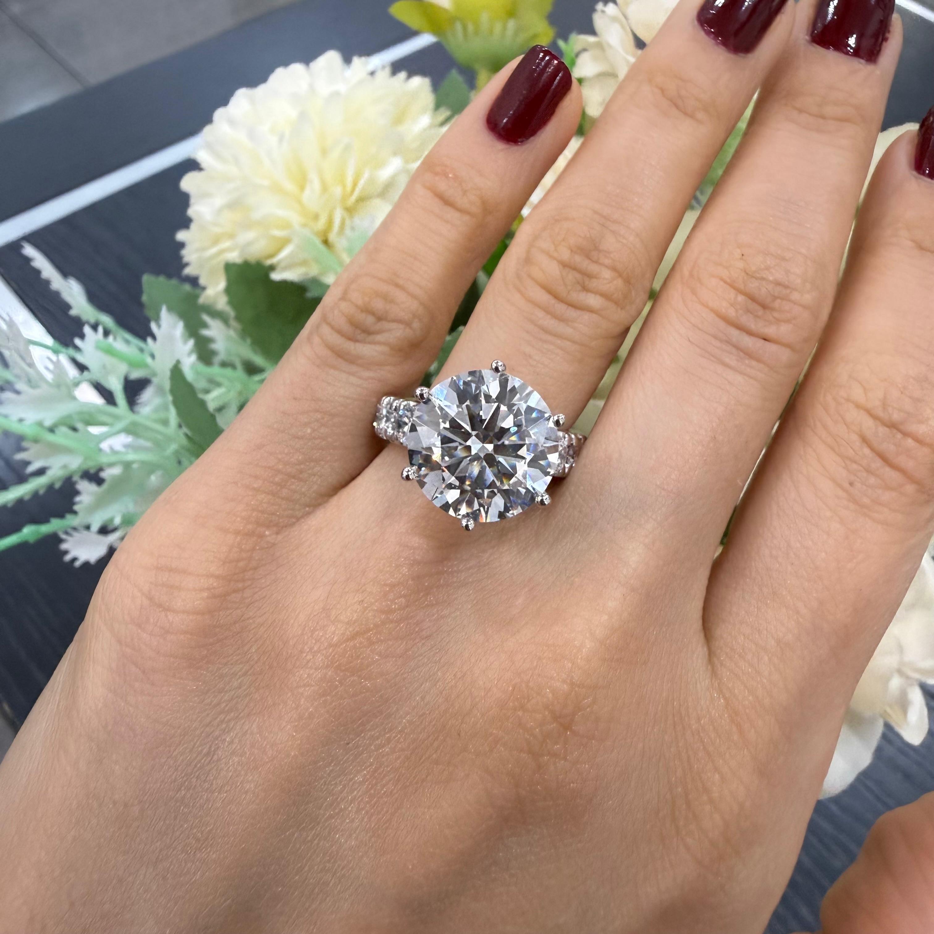 IGI Certified 10.00ct F/VS Round Diamond Engagement Ring In White Gold