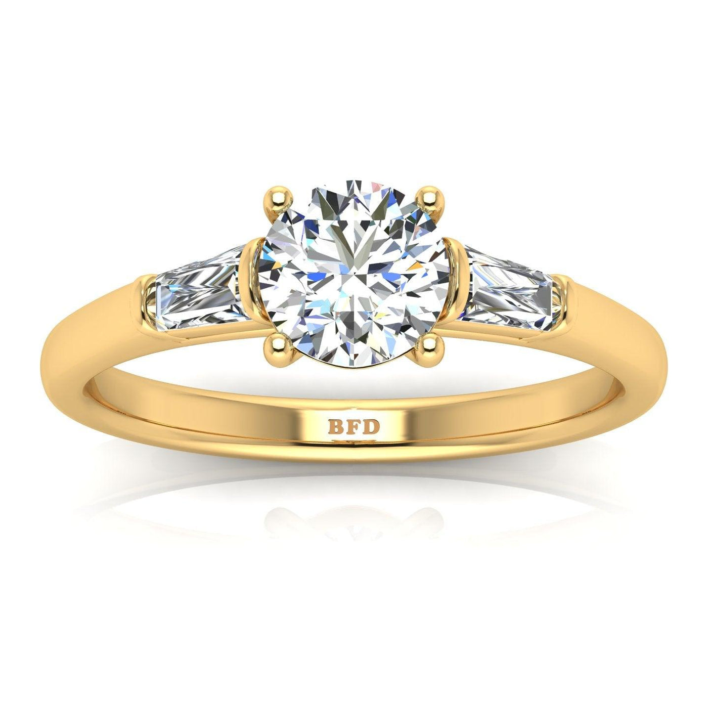 Round & Baguette Tapper Diamond Trilogy Engagement Ring in Platinum 1.00Ct-3.00Ct