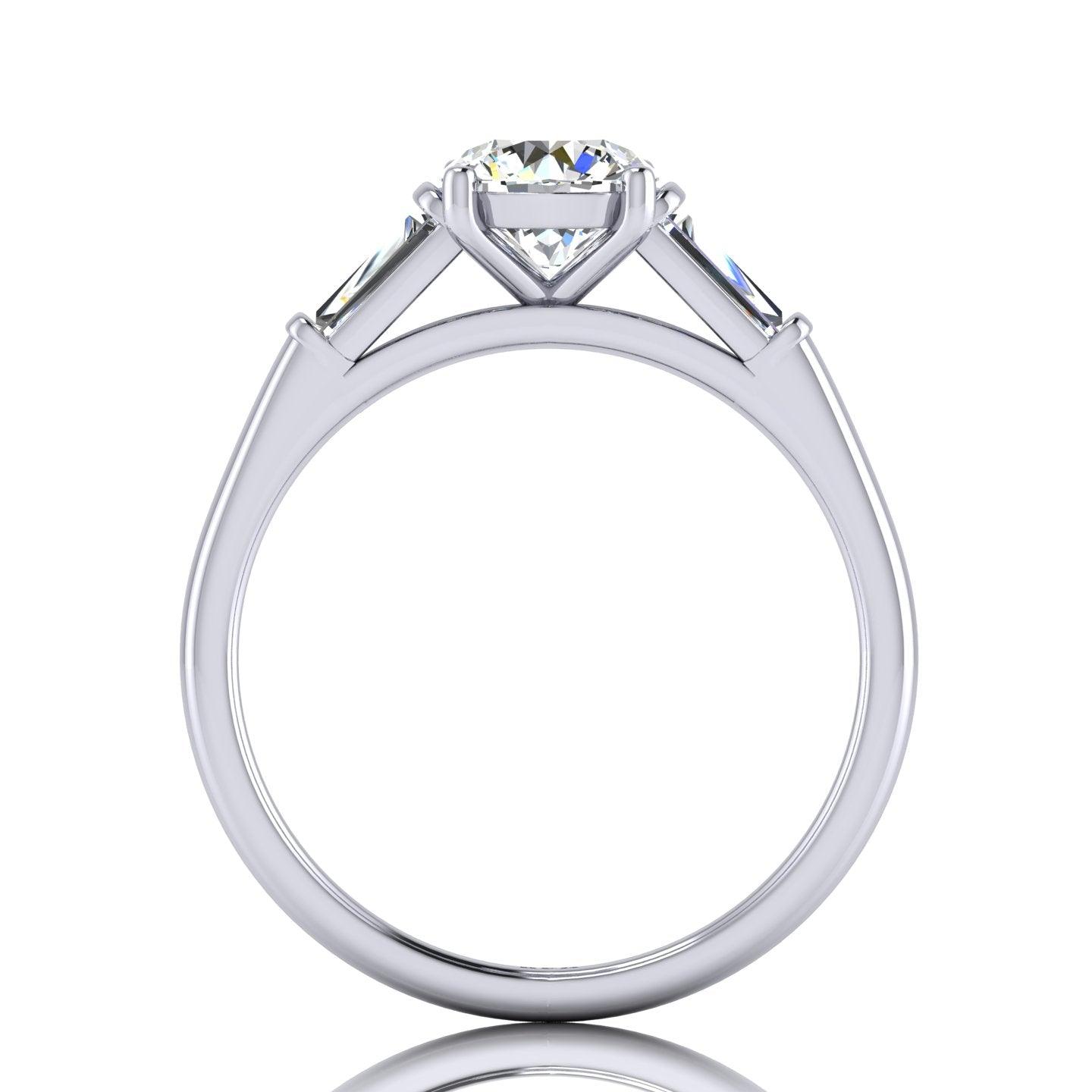 Round & Baguette Tapper Diamond Trilogy Engagement Ring in Platinum 1.00Ct-3.00Ct
