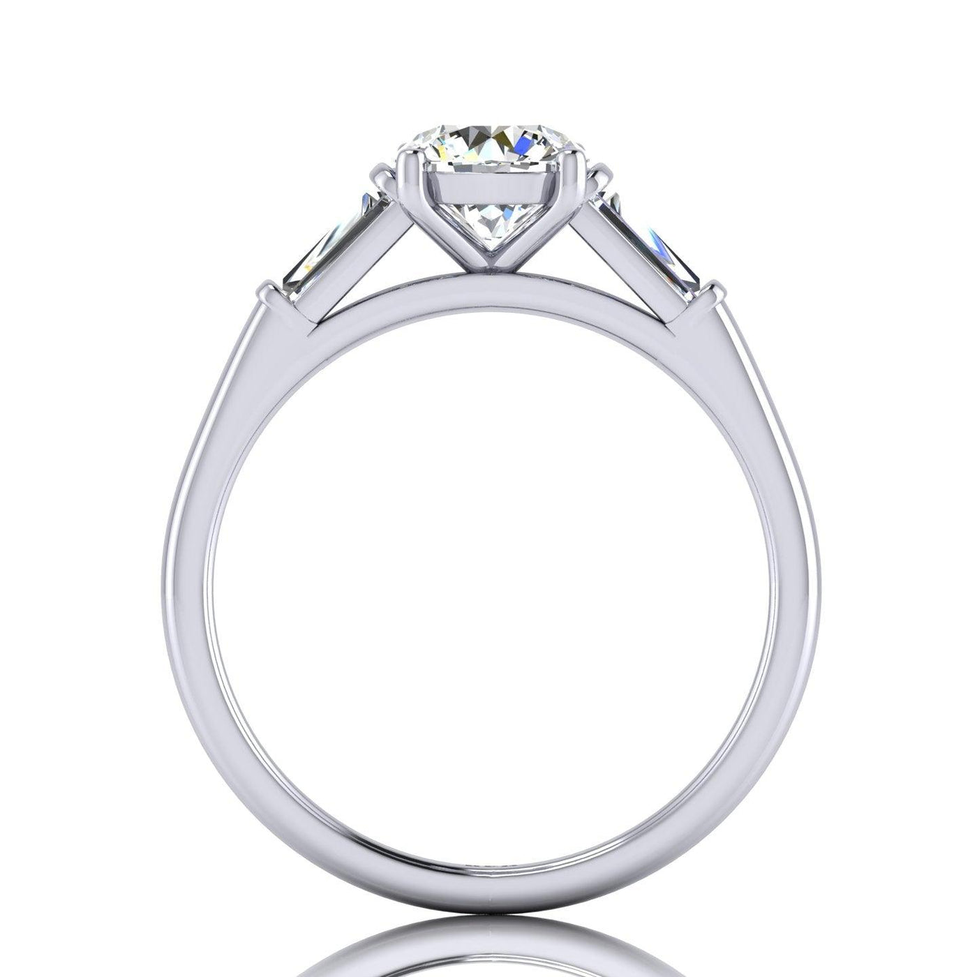 Round & Baguette Tapper Diamond Trilogy Engagement Ring in Platinum 1.00Ct-3.00Ct