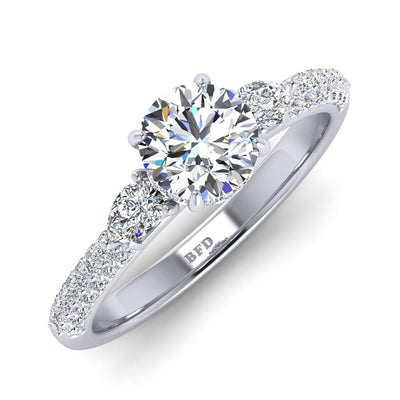 Certified Round & Pear Diamond Engagement Ring 2.50Ct