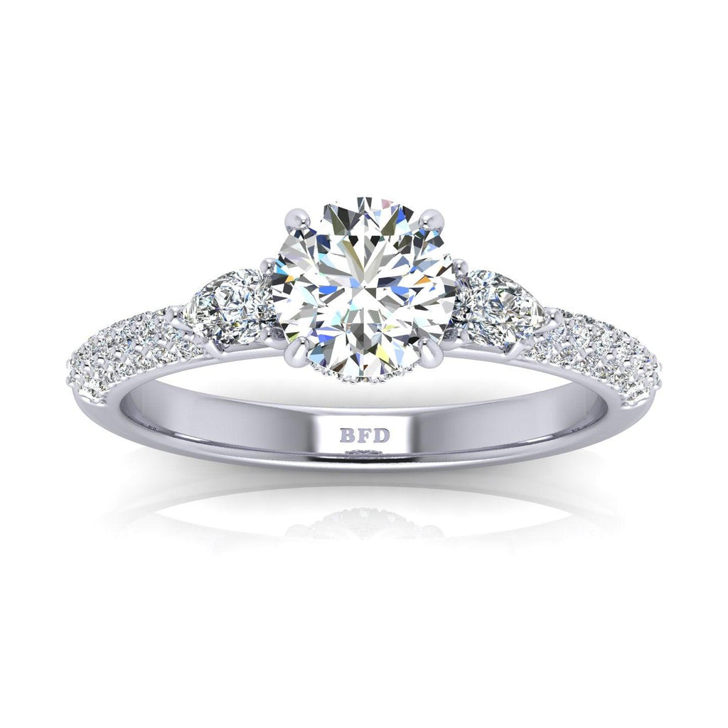 Certified Round & Pear Diamond Engagement Ring 2.50Ct