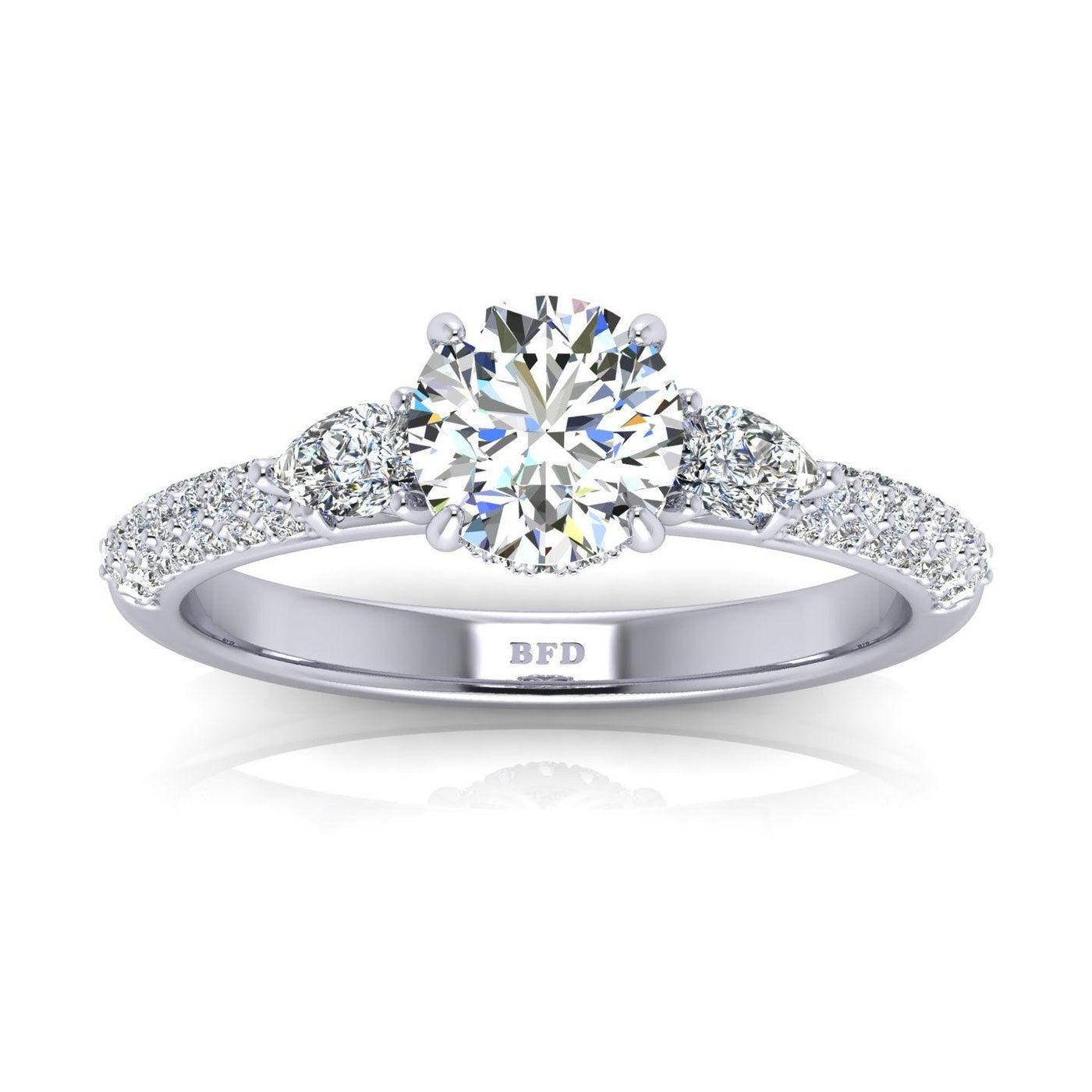 Certified Round & Pear Diamond Engagement Ring 2.50Ct