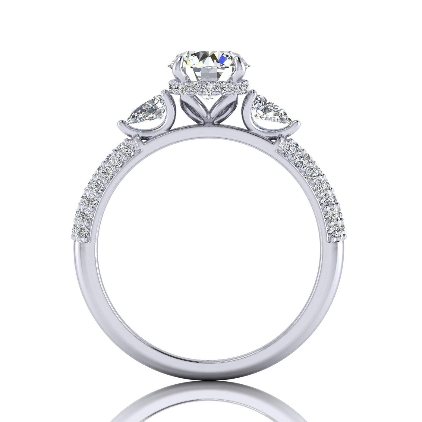 Certified Round & Pear Diamond Engagement Ring 2.50Ct