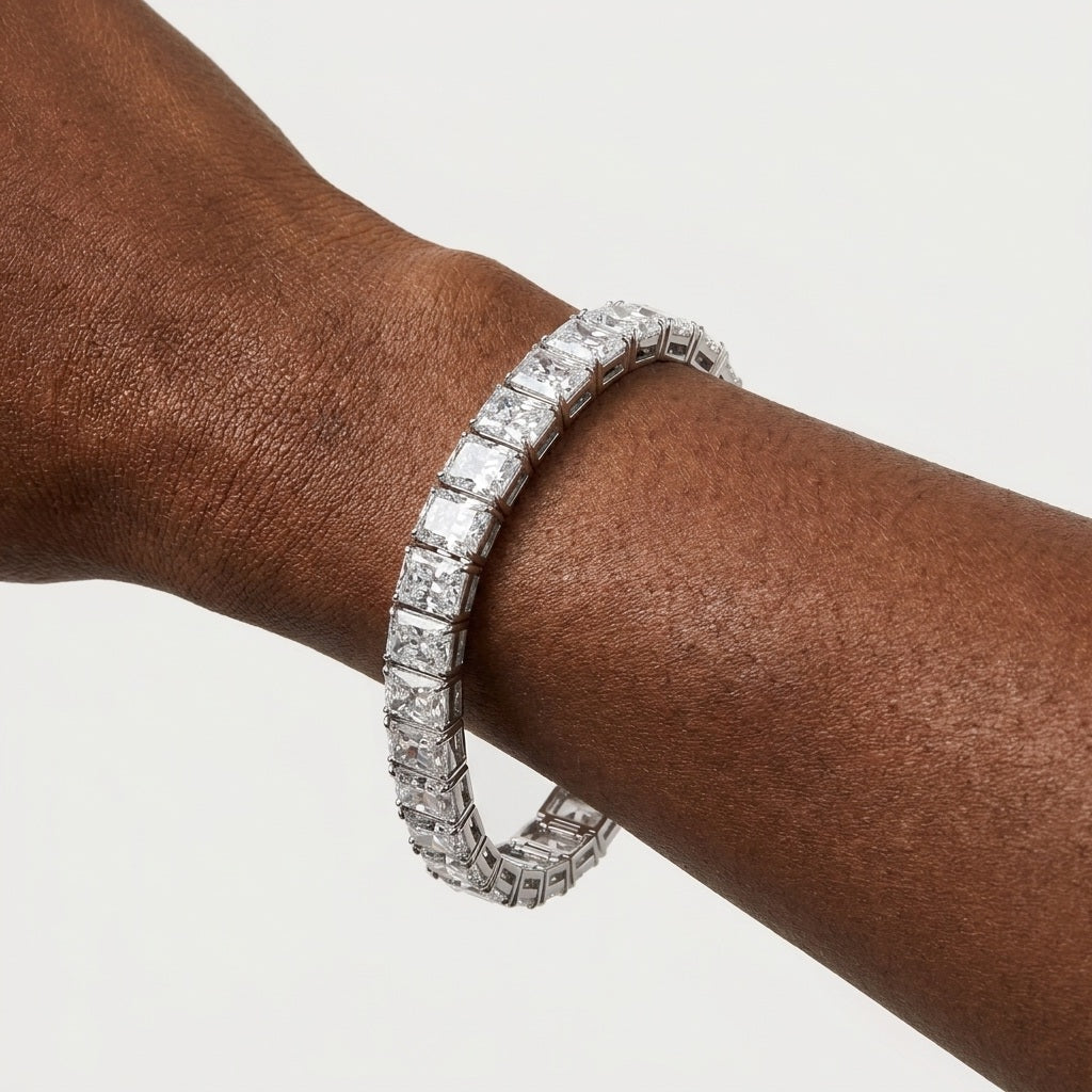 IGI Certified D/VS 51.94Ct Radiant Cut Lab Diamond Bracelet In Platinum 7.5in