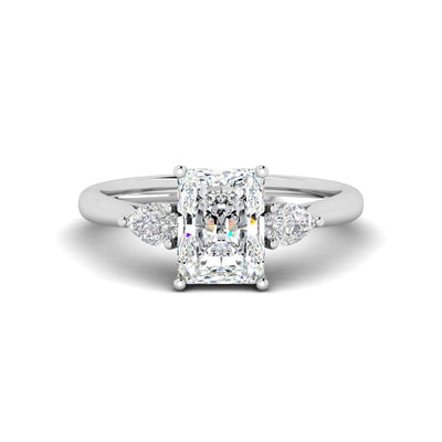 Radiant & Pear Diamond 3 Stone Engagement Ring in Platinum 2.00Ct