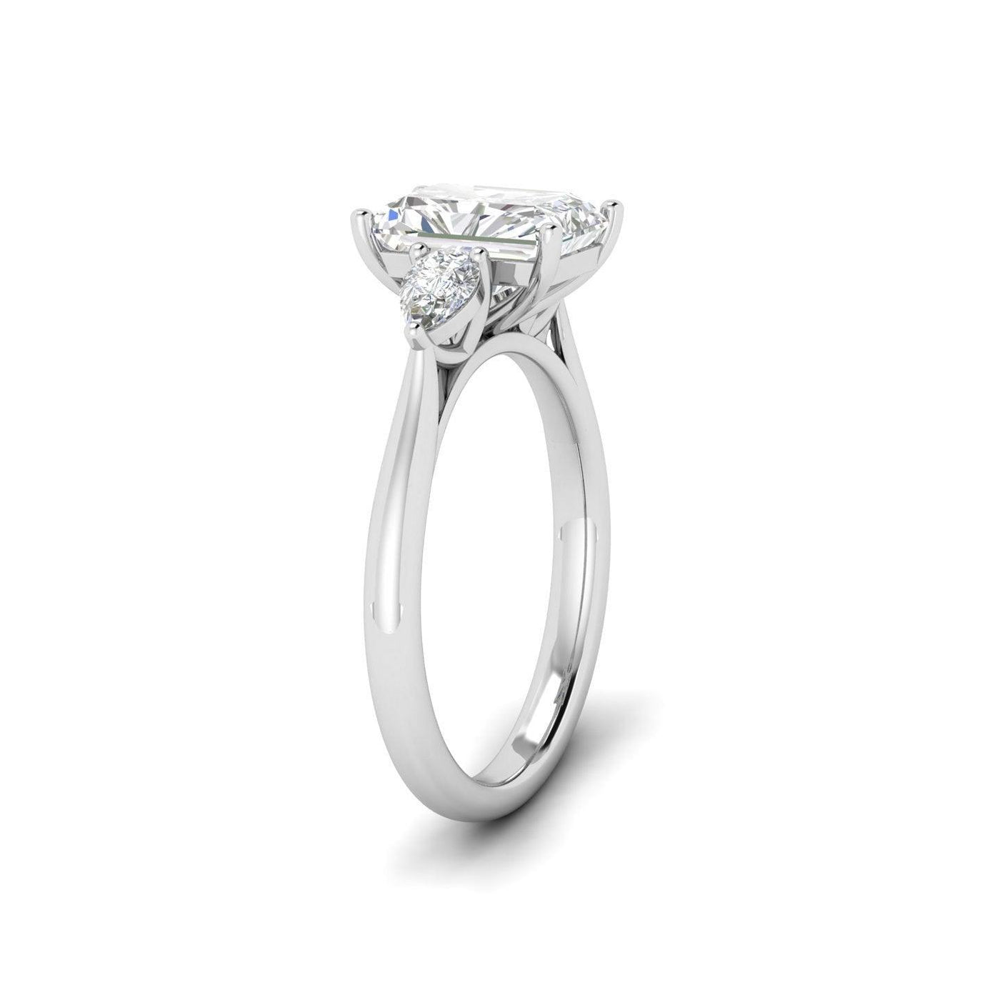 Radiant & Pear Diamond 3 Stone Engagement Ring in Platinum 2.00Ct