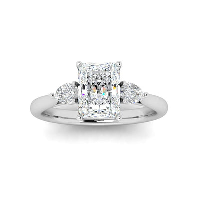 Radiant & Pear Diamond 3 Stone Engagement Ring in Platinum 2.00Ct