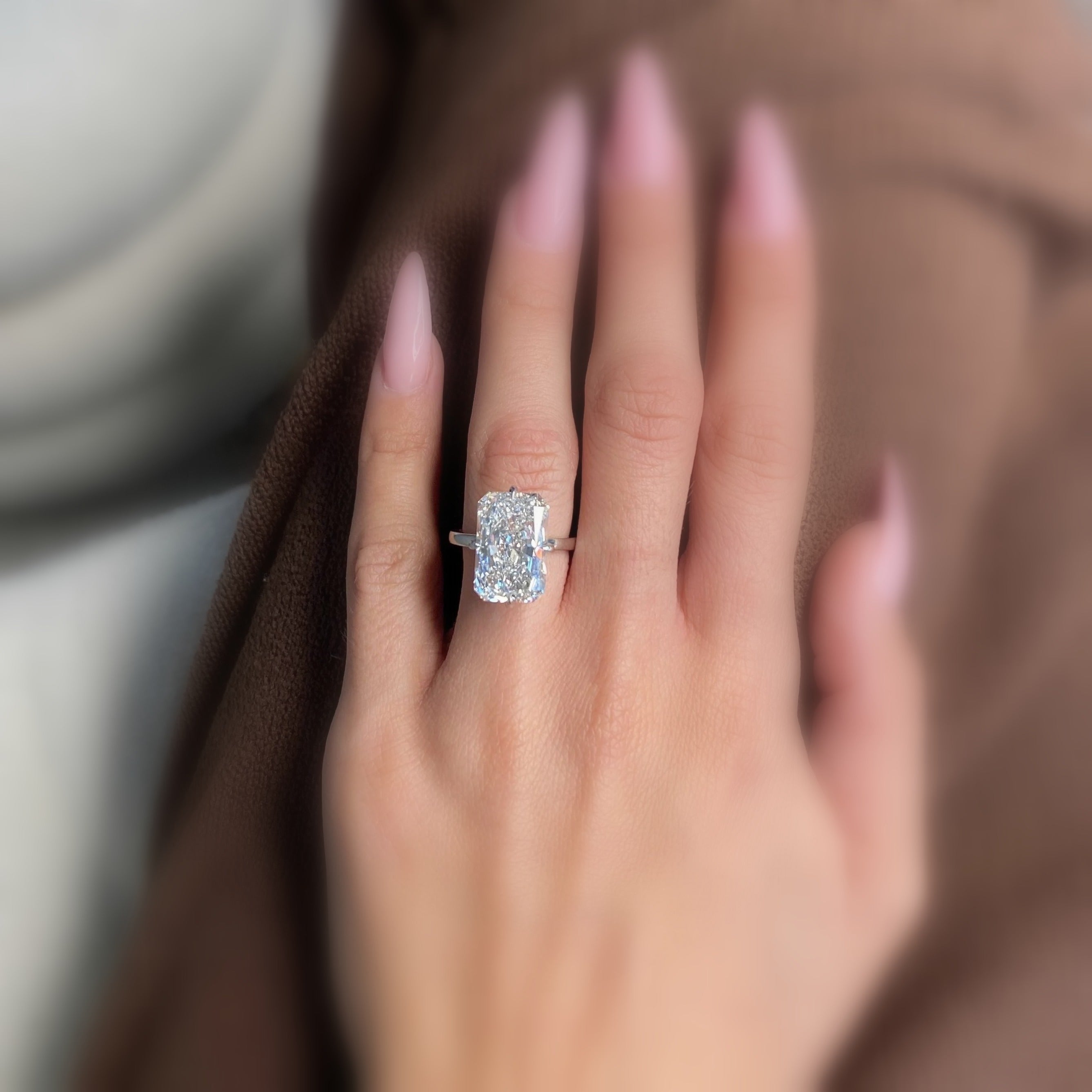 Certified 10.25CT Radiant Lab Grown Diamond Engagement Ring in Platinum