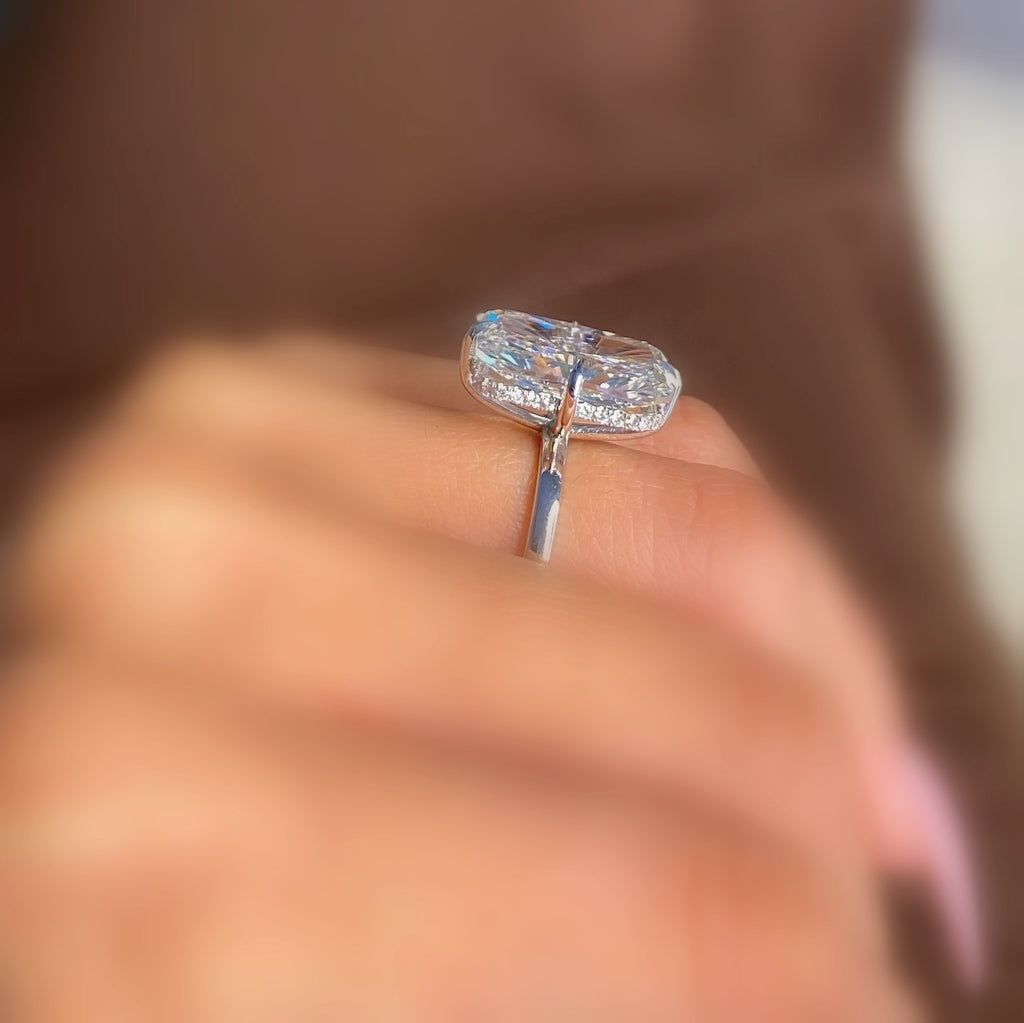 Certified 10.25CT Radiant Lab Grown Diamond Engagement Ring in Platinum