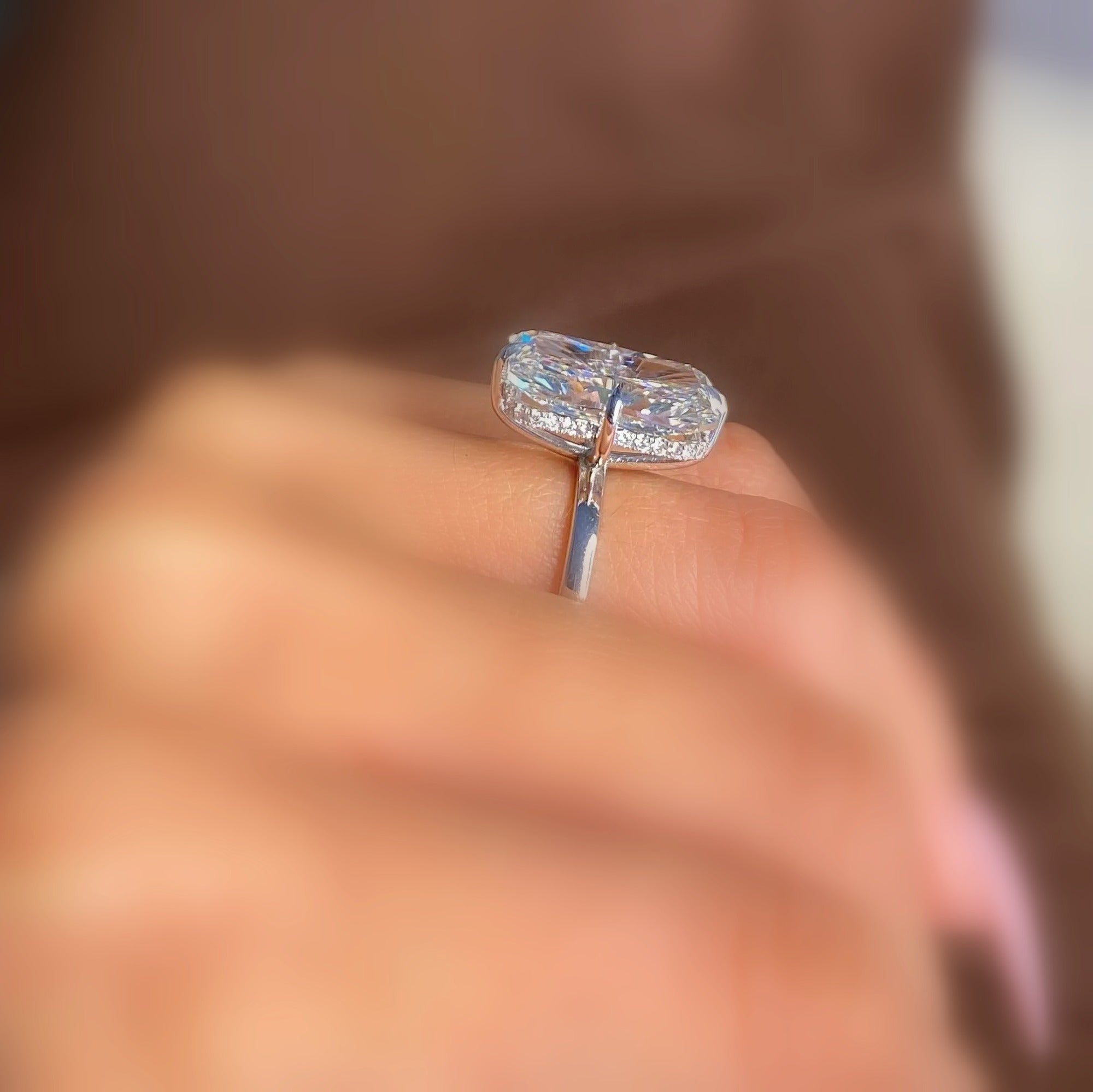 Certified 10.25CT Radiant Lab Grown Diamond Engagement Ring in Platinum