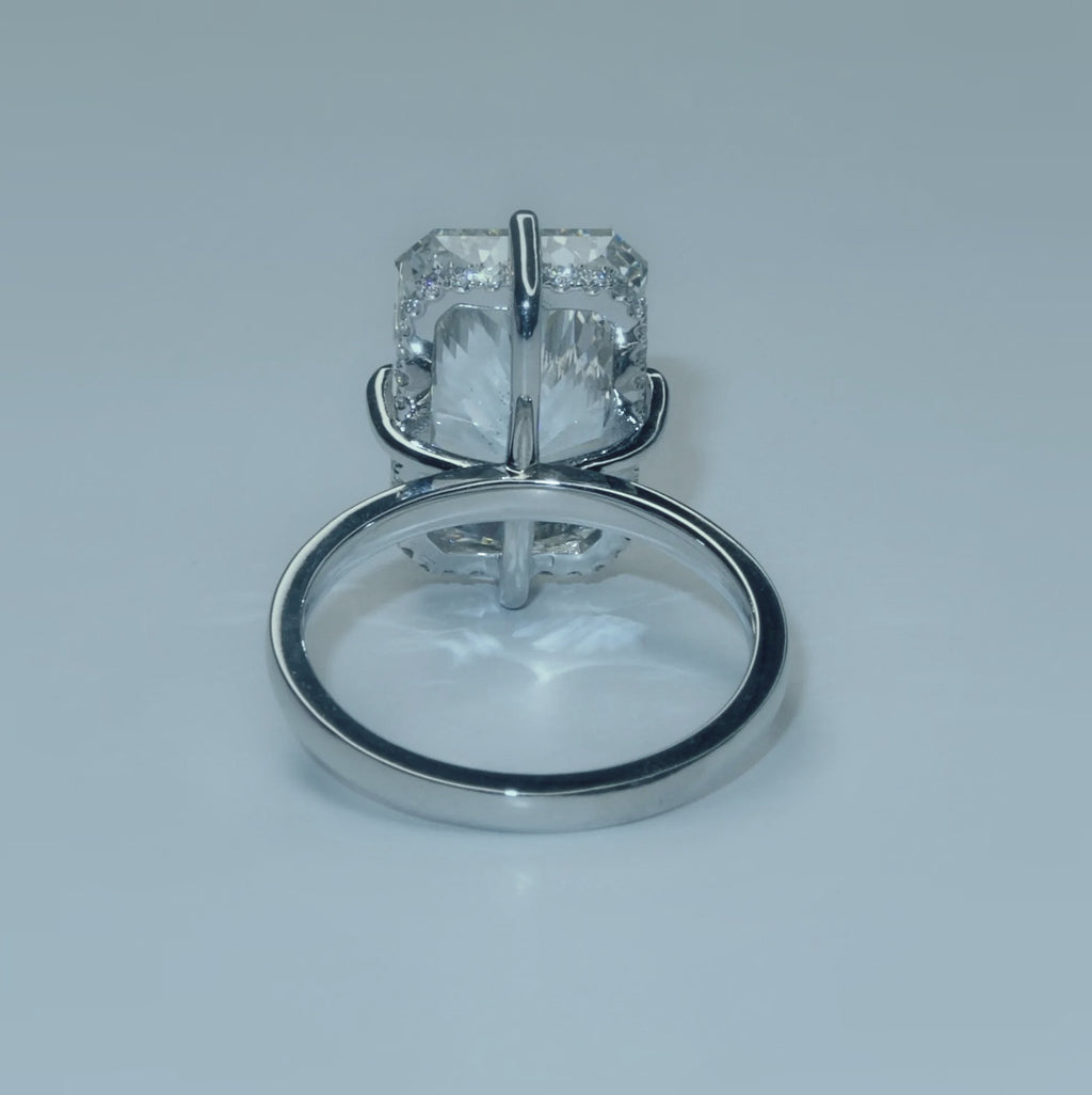 Certified 10.25CT Radiant Lab Grown Diamond Engagement Ring in Platinum