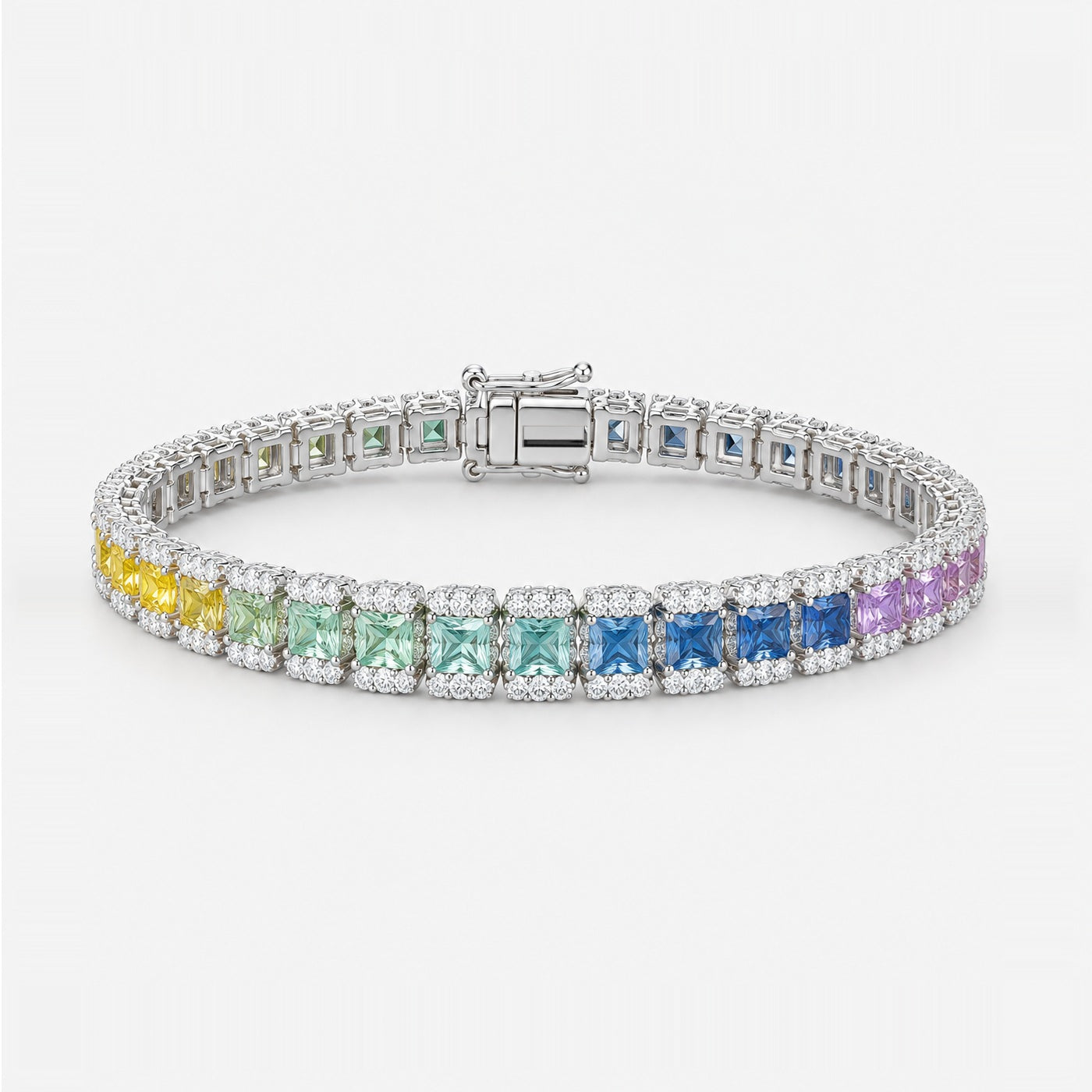10.00ct Rainbow Sapphire and Diamond Designer Bracelet - F/VS