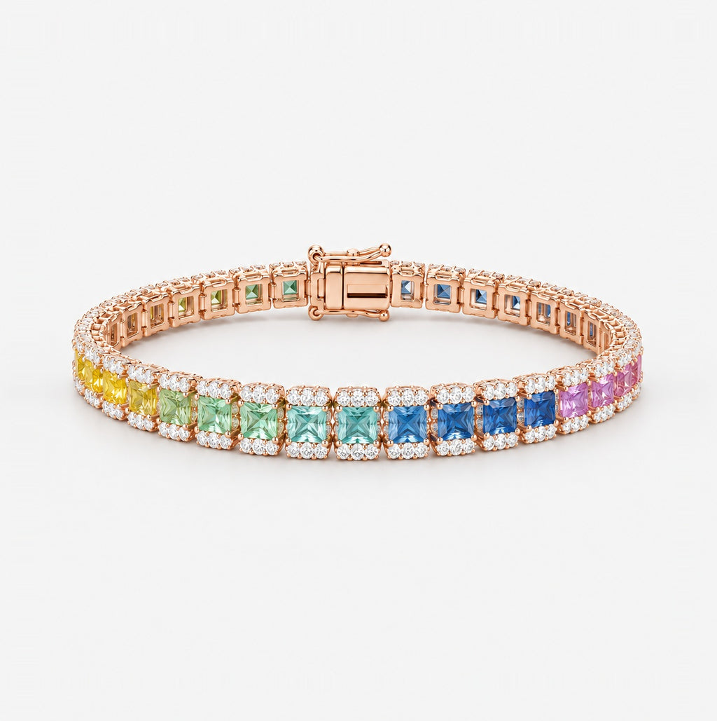 10.00ct Rainbow Sapphire and Diamond Designer Bracelet - F/VS