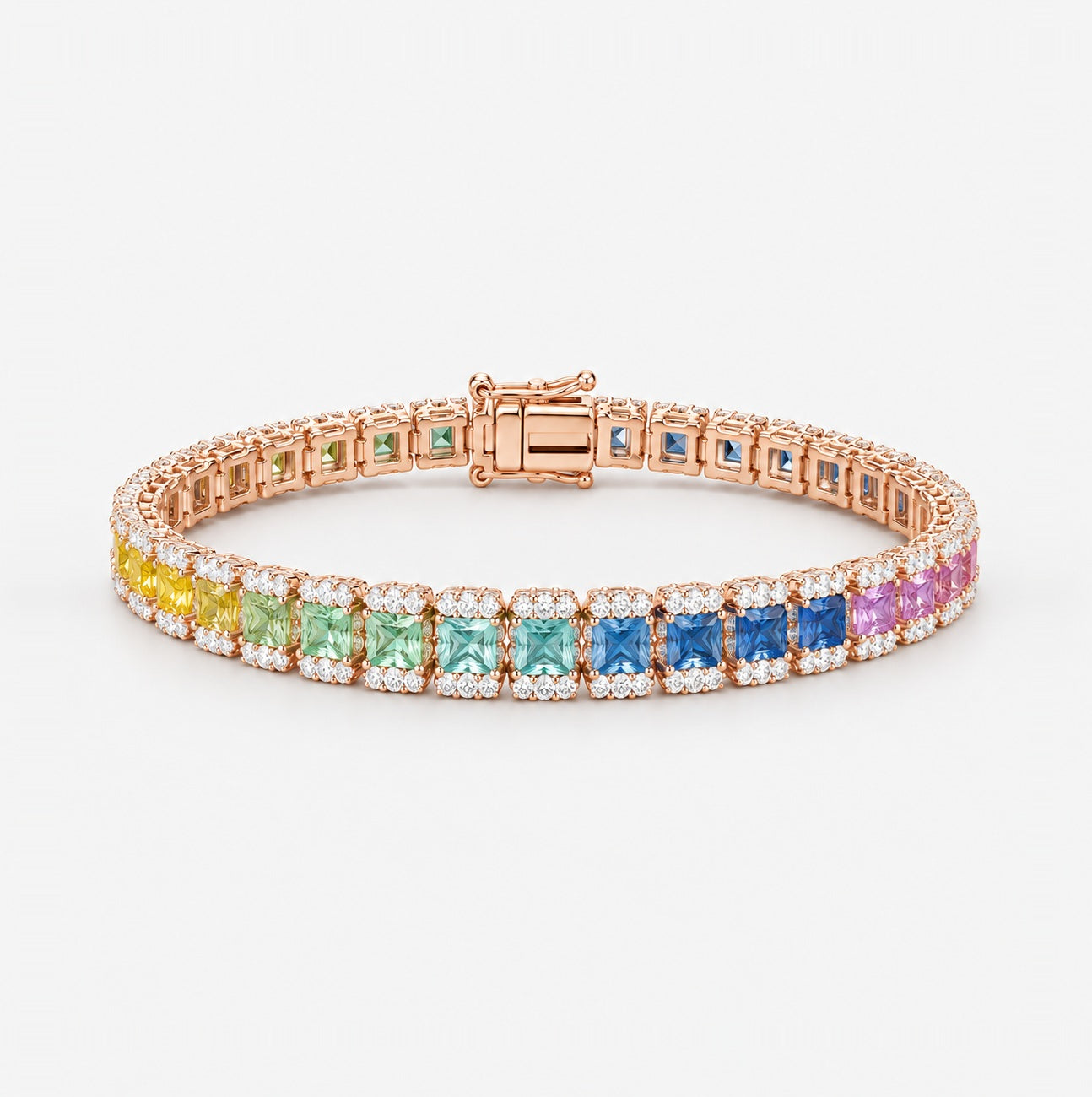 10.00ct Rainbow Sapphire and Diamond Designer Bracelet - F/VS