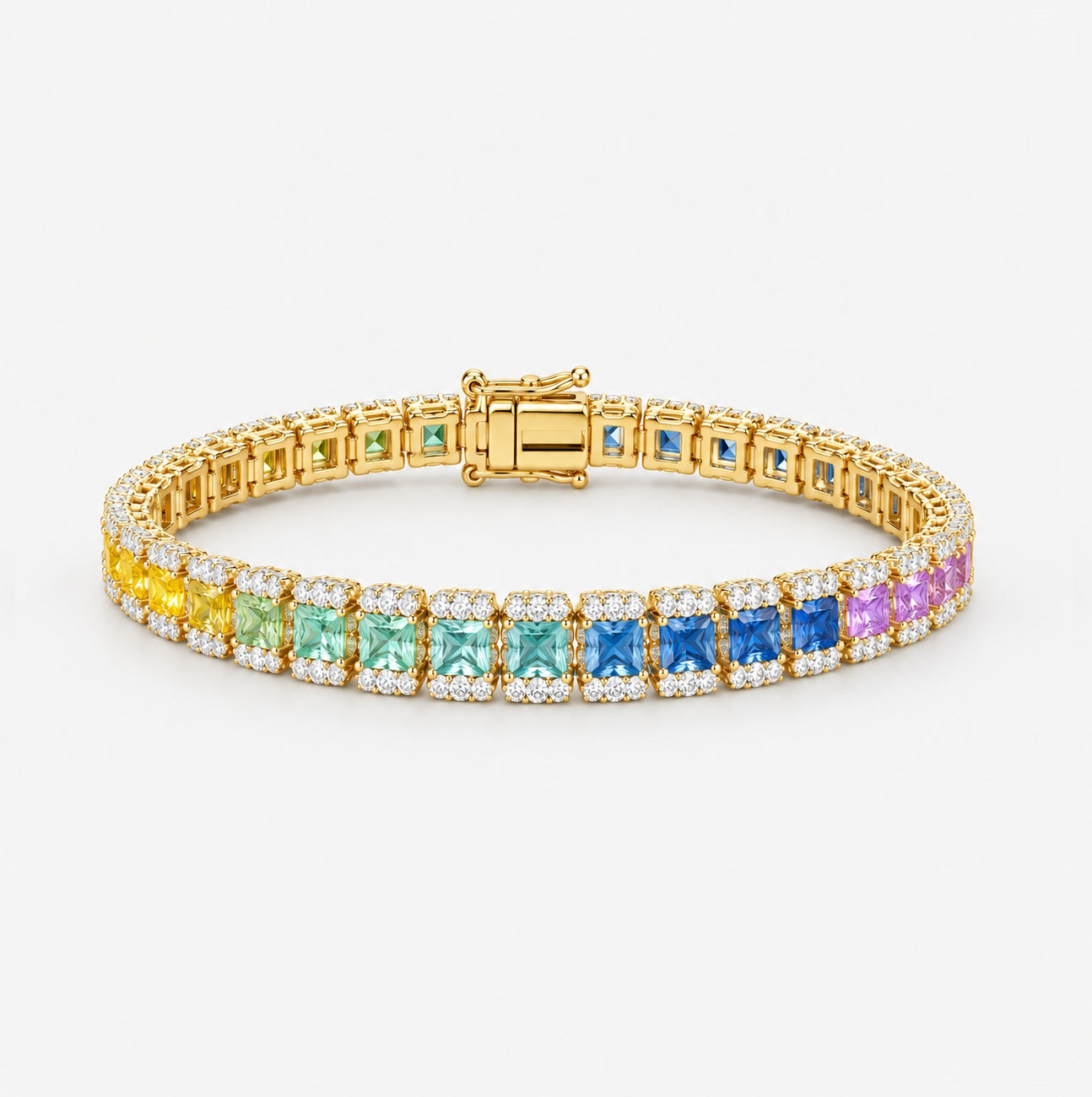 10.00ct Rainbow Sapphire and Diamond Designer Bracelet - F/VS