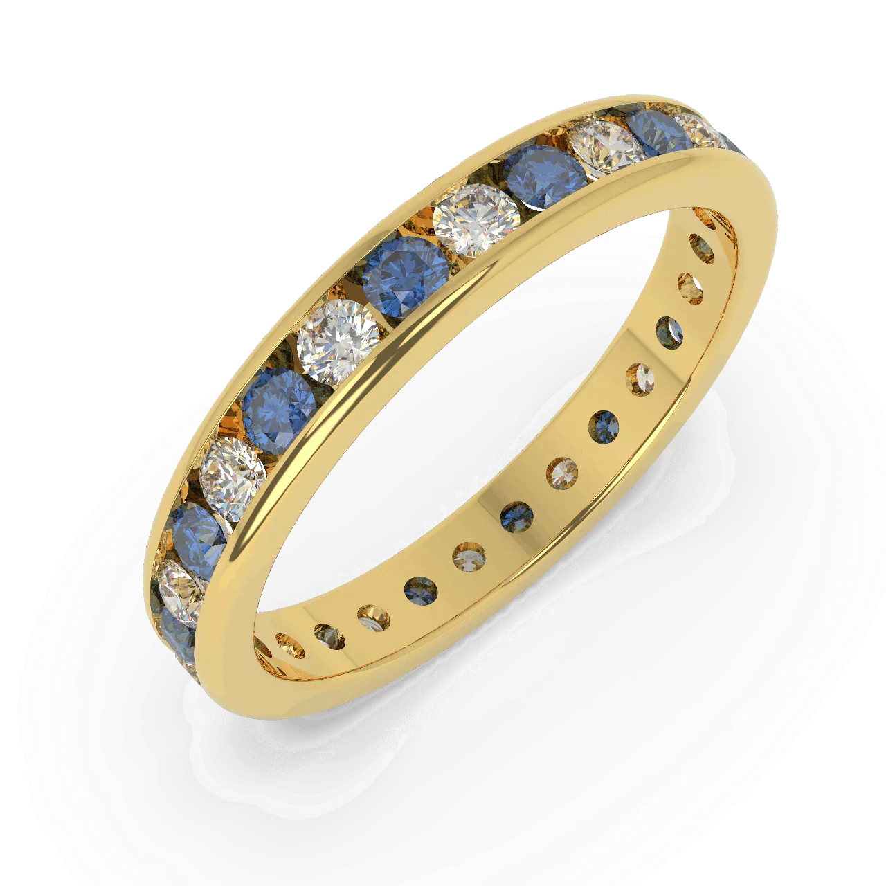 1.50 Ct Sapphire and Diamond Full Eternity Ring in Hallmarked Gold
