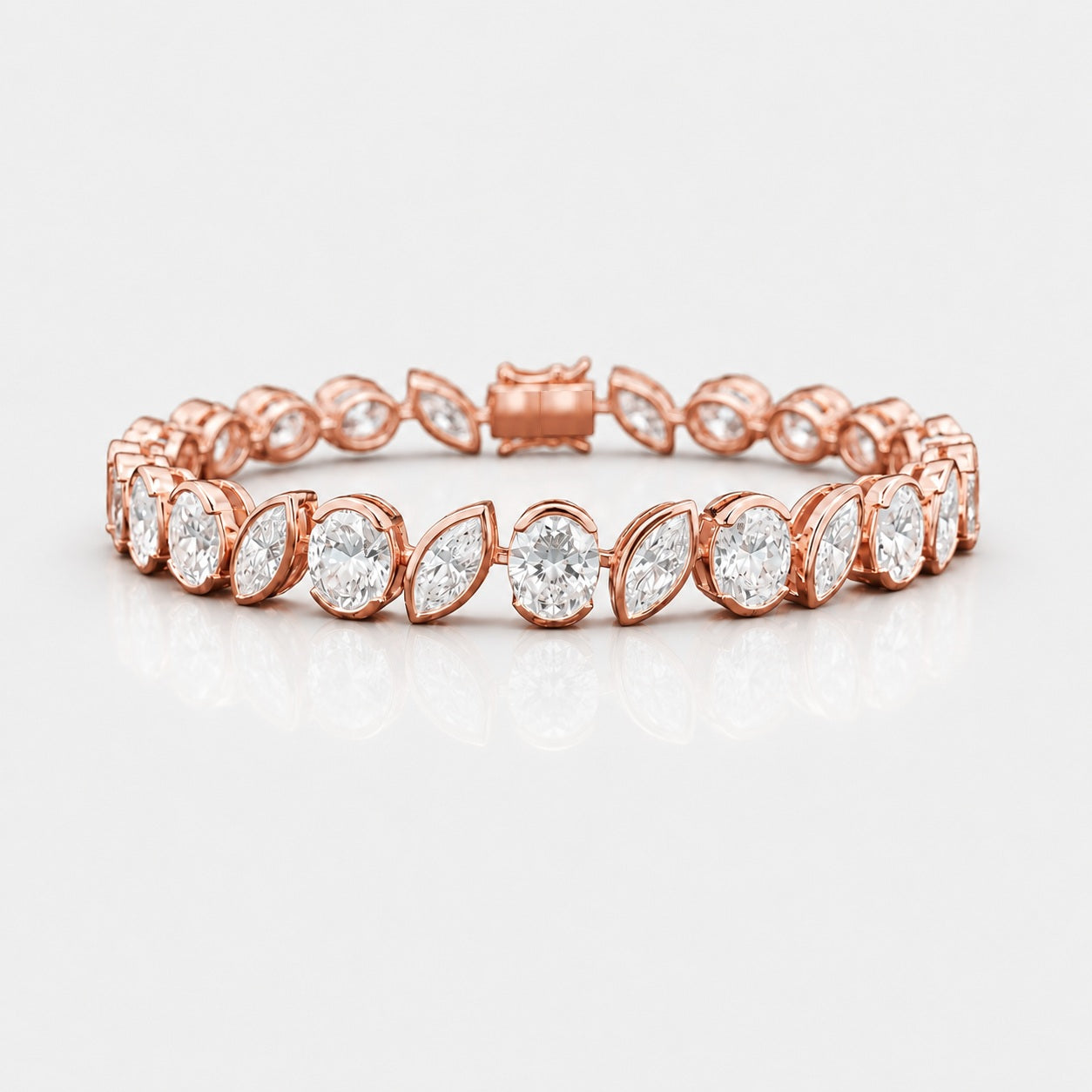 10.00ct Oval & Marquise Lab-Grown Diamond Tennis Bracelet in 9K Gold