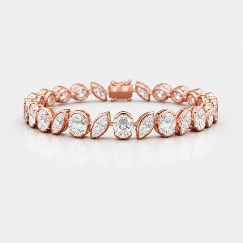 10.00ct Oval & Marquise Lab-Grown Diamond Tennis Bracelet in 9K Gold