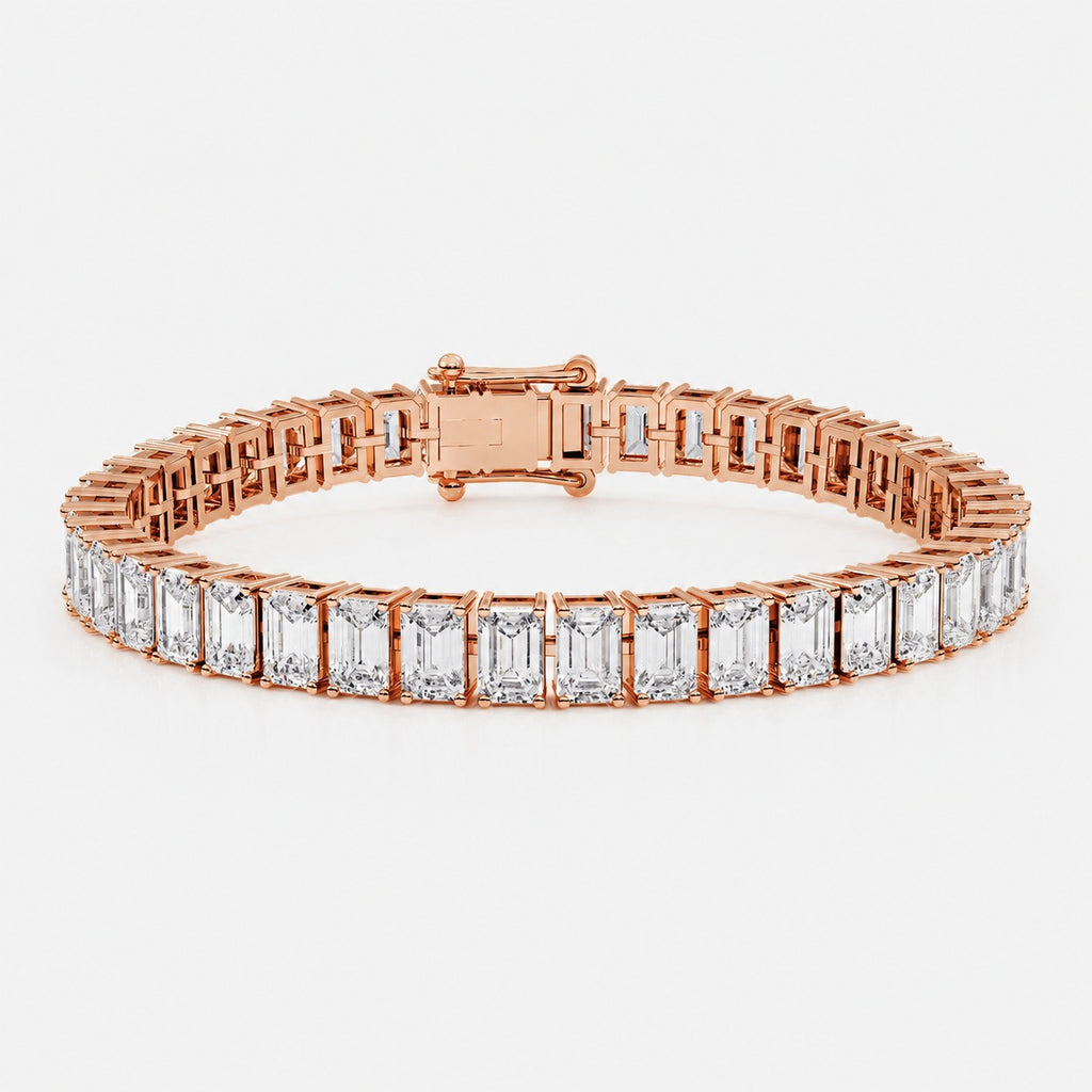 D-E/VS Vertical Emerald Lab-Grown Diamond Tennis Bracelet in Gold & Platinum (8–30ct)