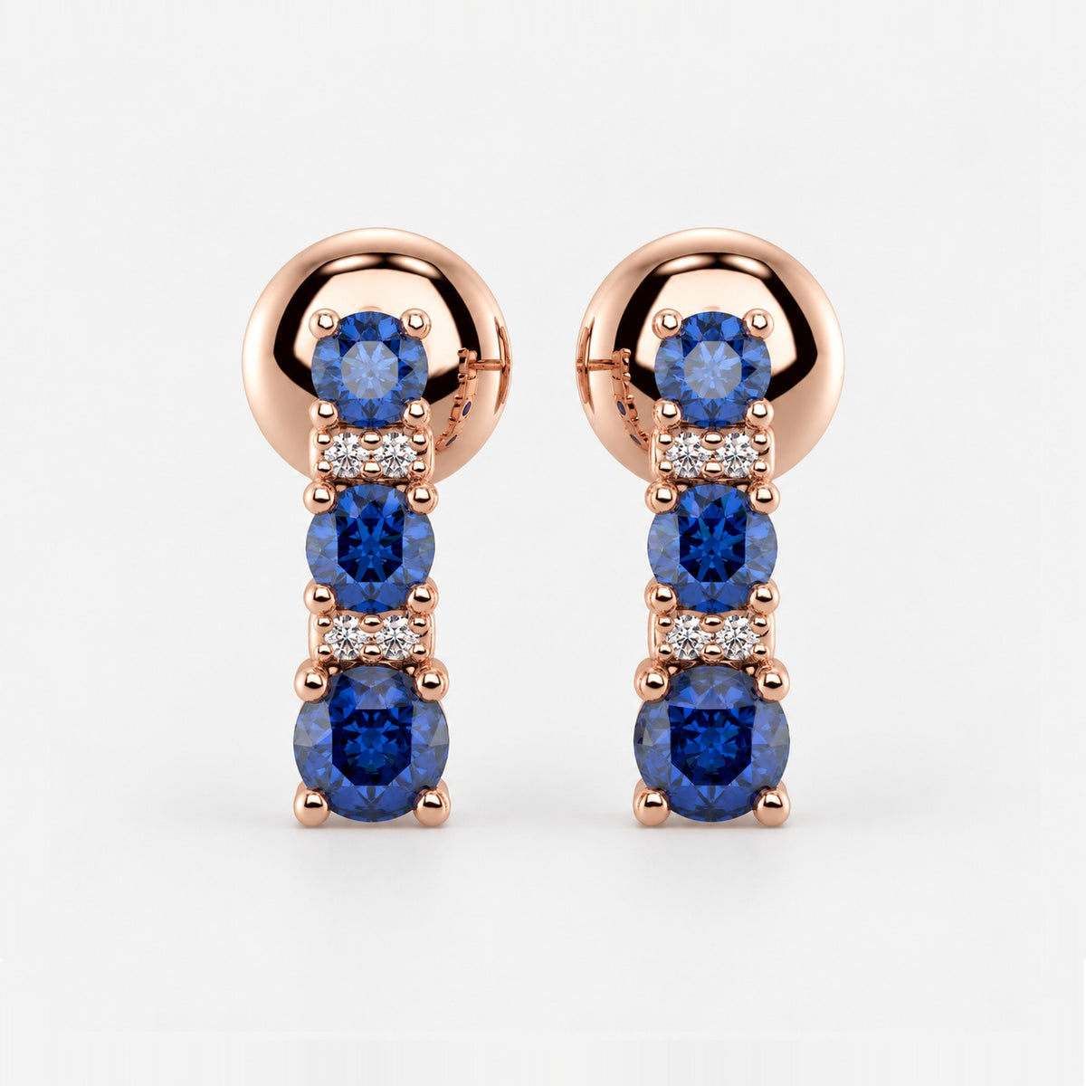 0.50 Ct Natural Sapphire & Diamond Tower Earrings In Gold