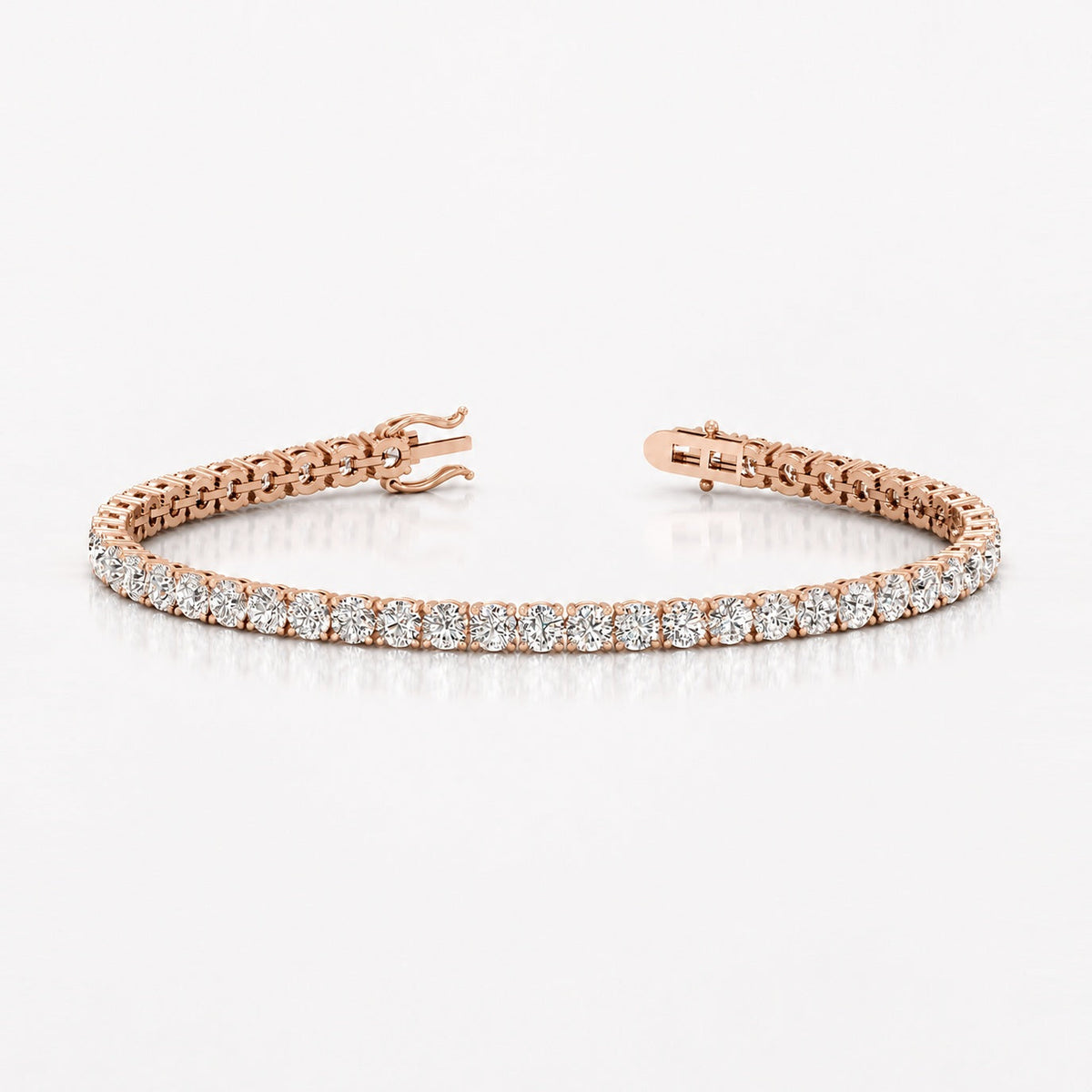10.00ct Round Diamond Tennis Bracelet - 9k Rose Gold