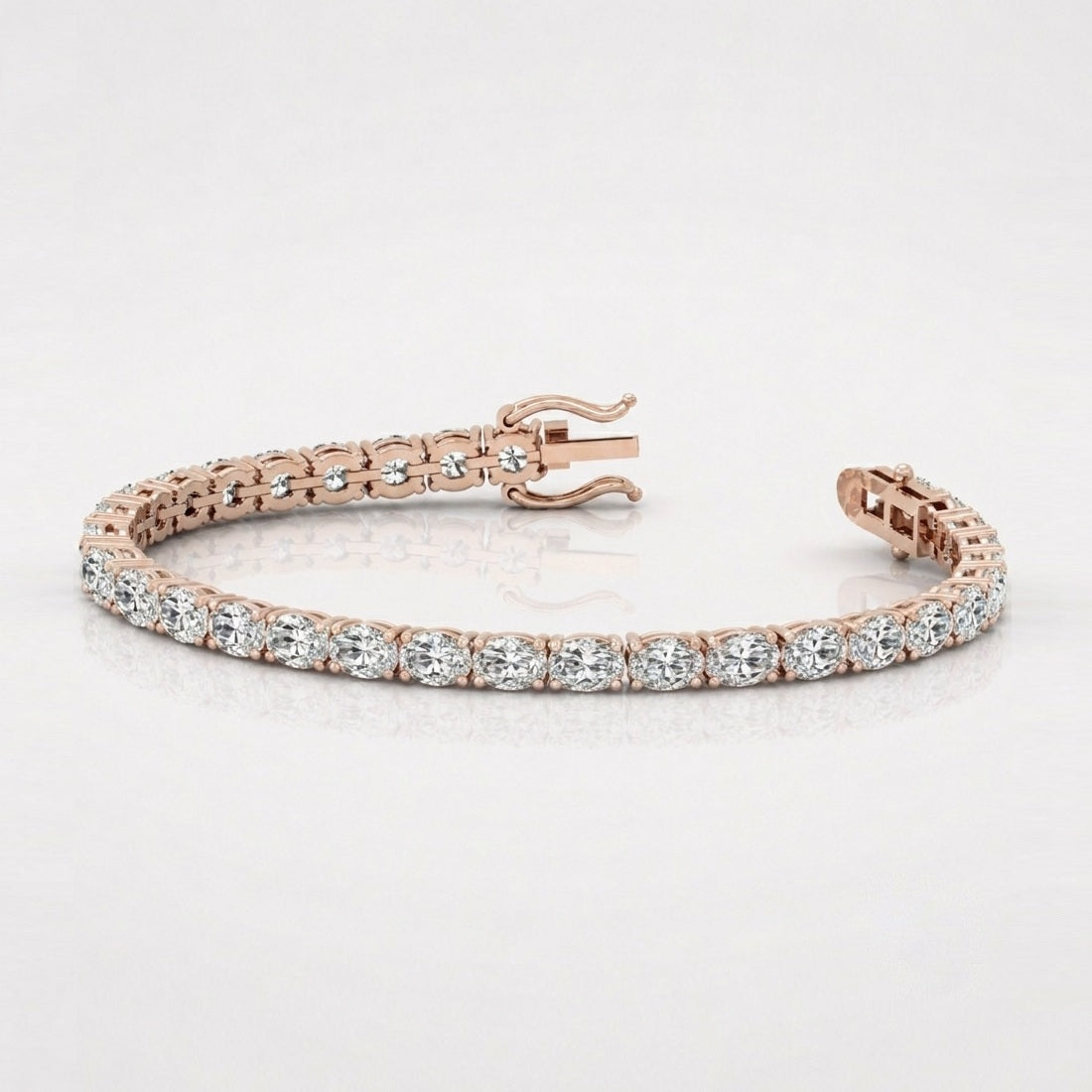 East-West Oval Lab-Grown Diamond Tennis Bracelet in Gold & Platinum (8–30ct)