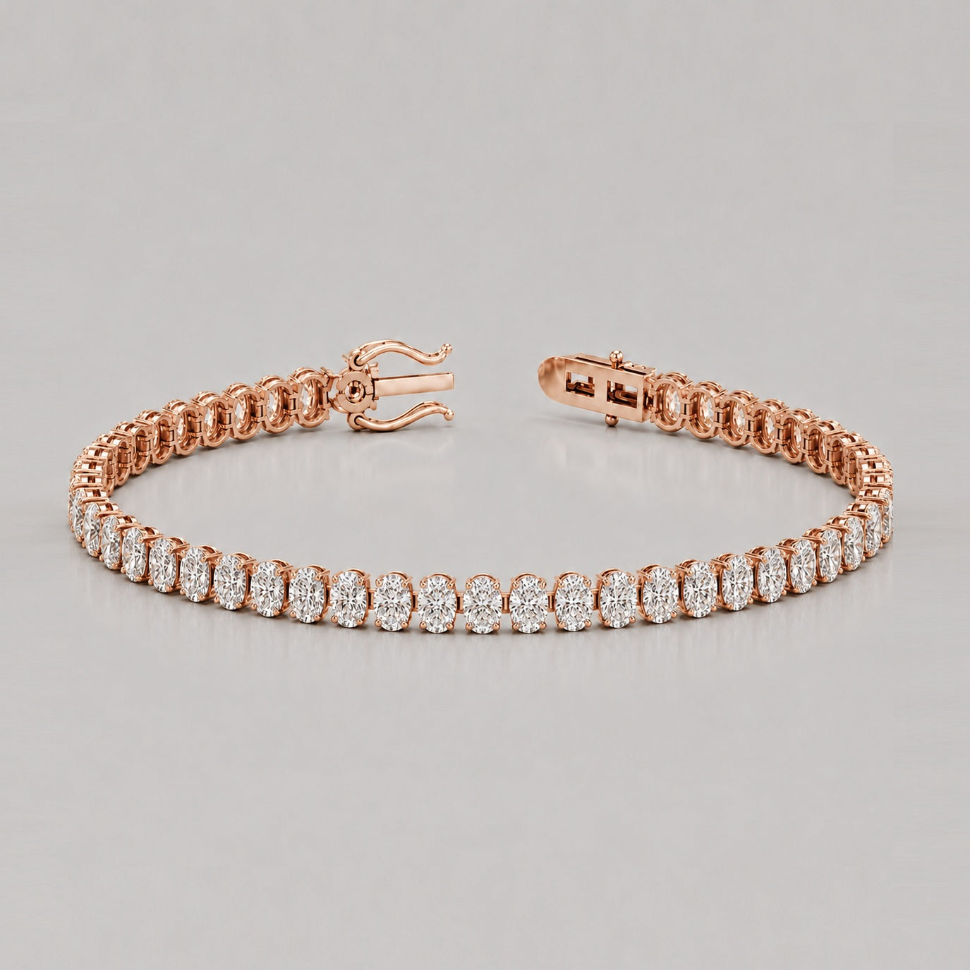 Vertical Oval Diamond Vertical Tennis Bracelet in Gold & Platinum (8Ct-30Ct)