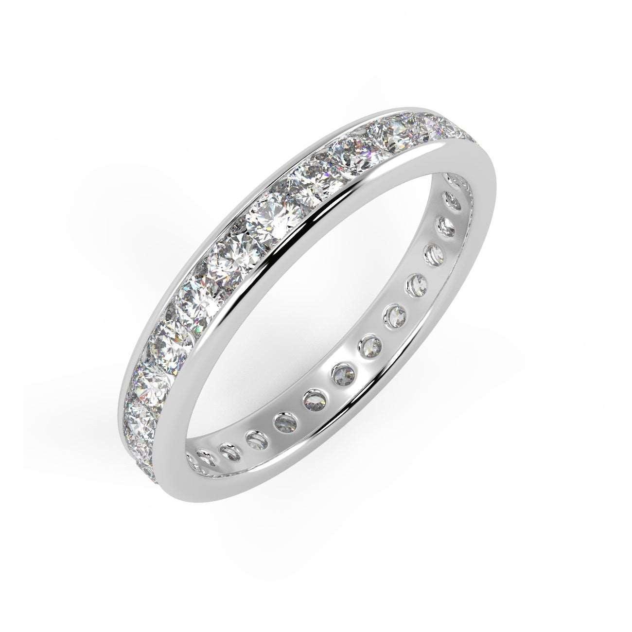 Best Offer ! D/VVS 1.00Ct Round Diamond Full Eternity Ring for Women's in Hallmarked Platinum / Gold