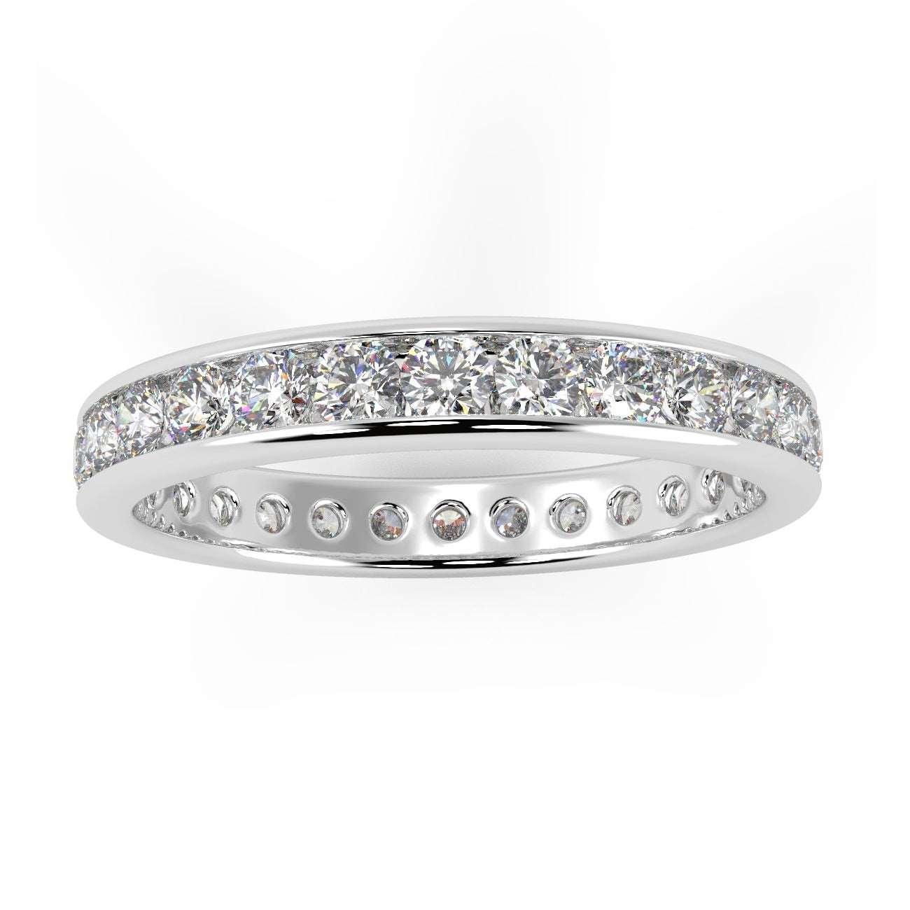 Best Offer ! D/VVS 1.00Ct Round Diamond Full Eternity Ring for Women's in Hallmarked Platinum / Gold