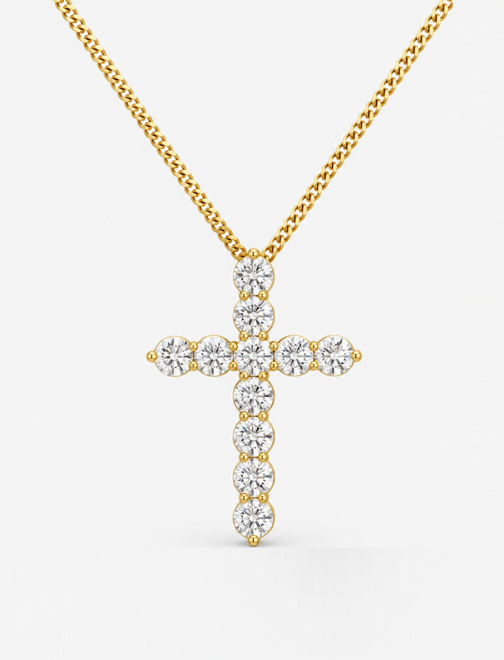 2.50ct Lab-Grown Round Diamond Cross Pendant Necklace in 9K Gold