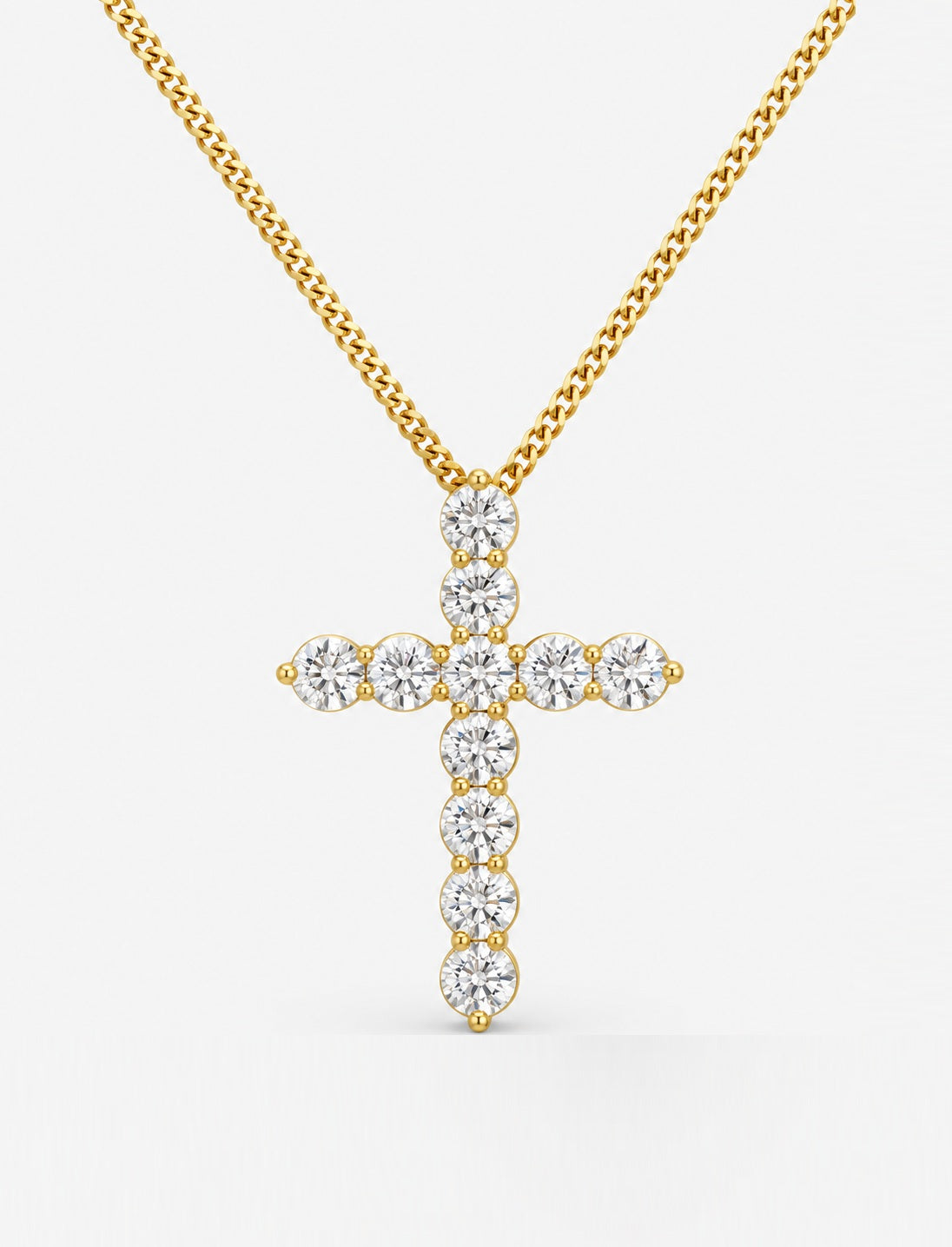 2.50ct Lab-Grown Round Diamond Cross Pendant Necklace in 9K Gold