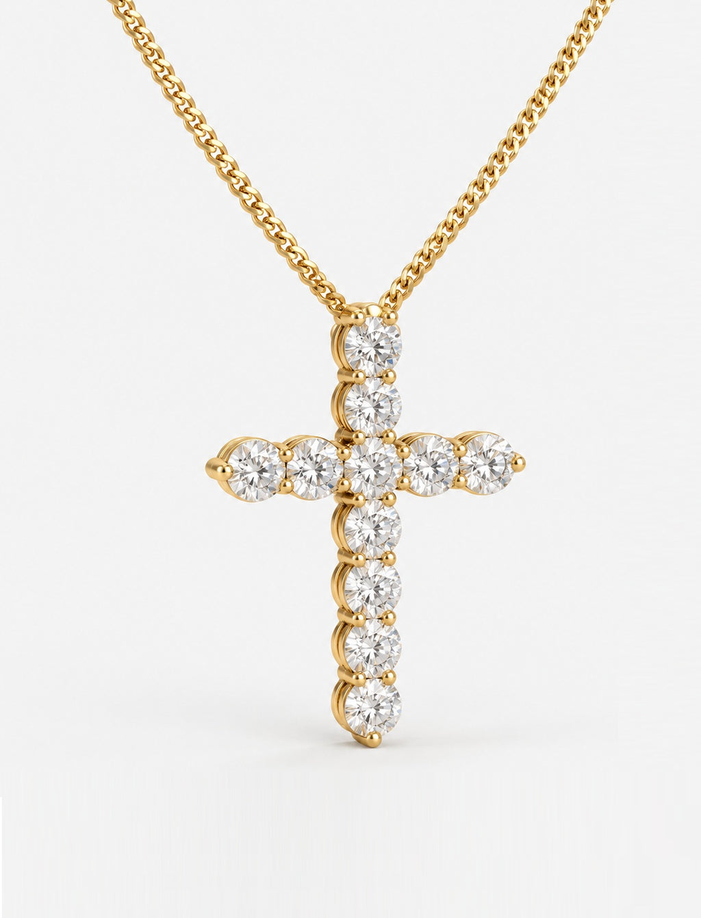 2.50ct Lab-Grown Round Diamond Cross Pendant Necklace in 9K Gold
