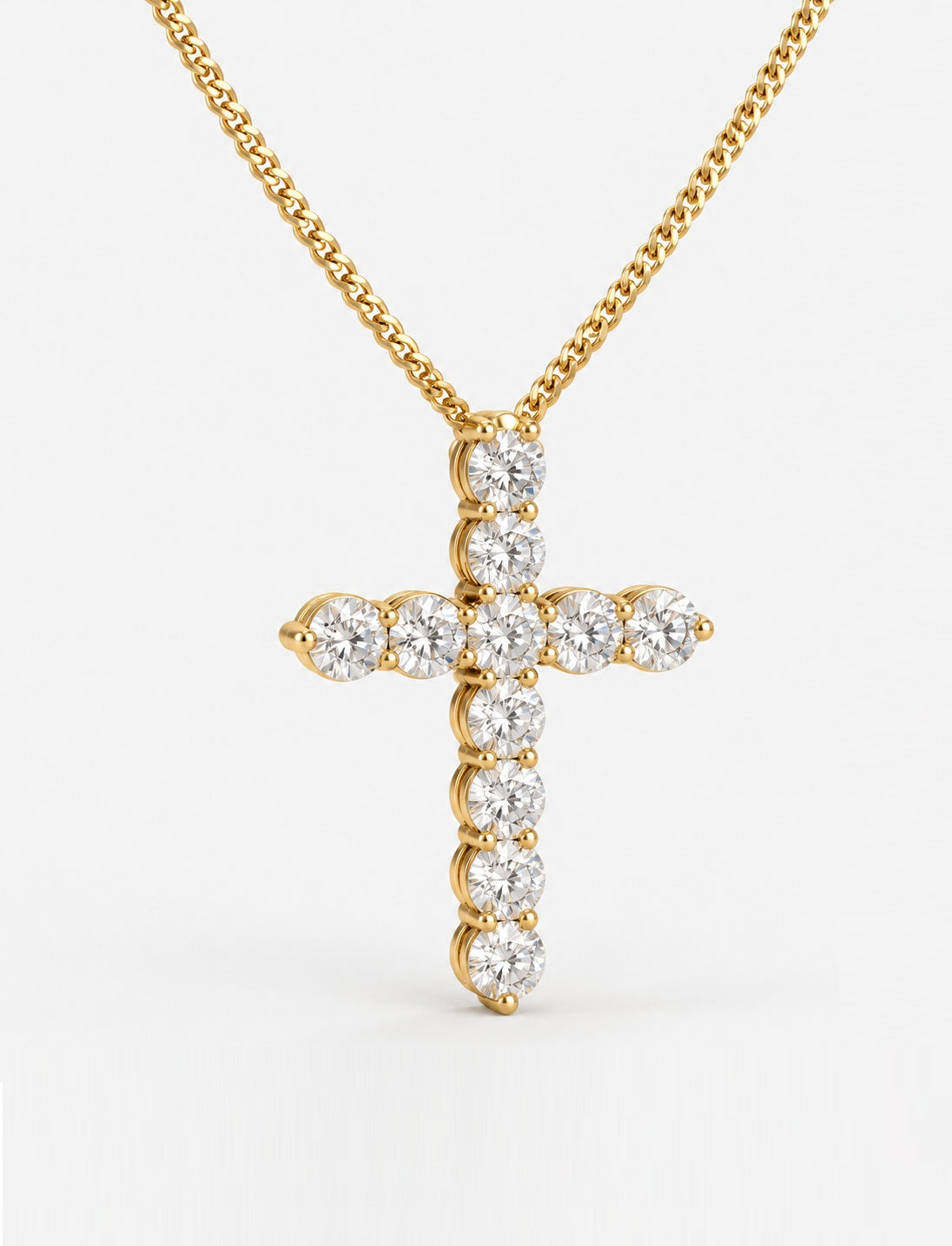 2.50ct Lab-Grown Round Diamond Cross Pendant Necklace in 9K Gold