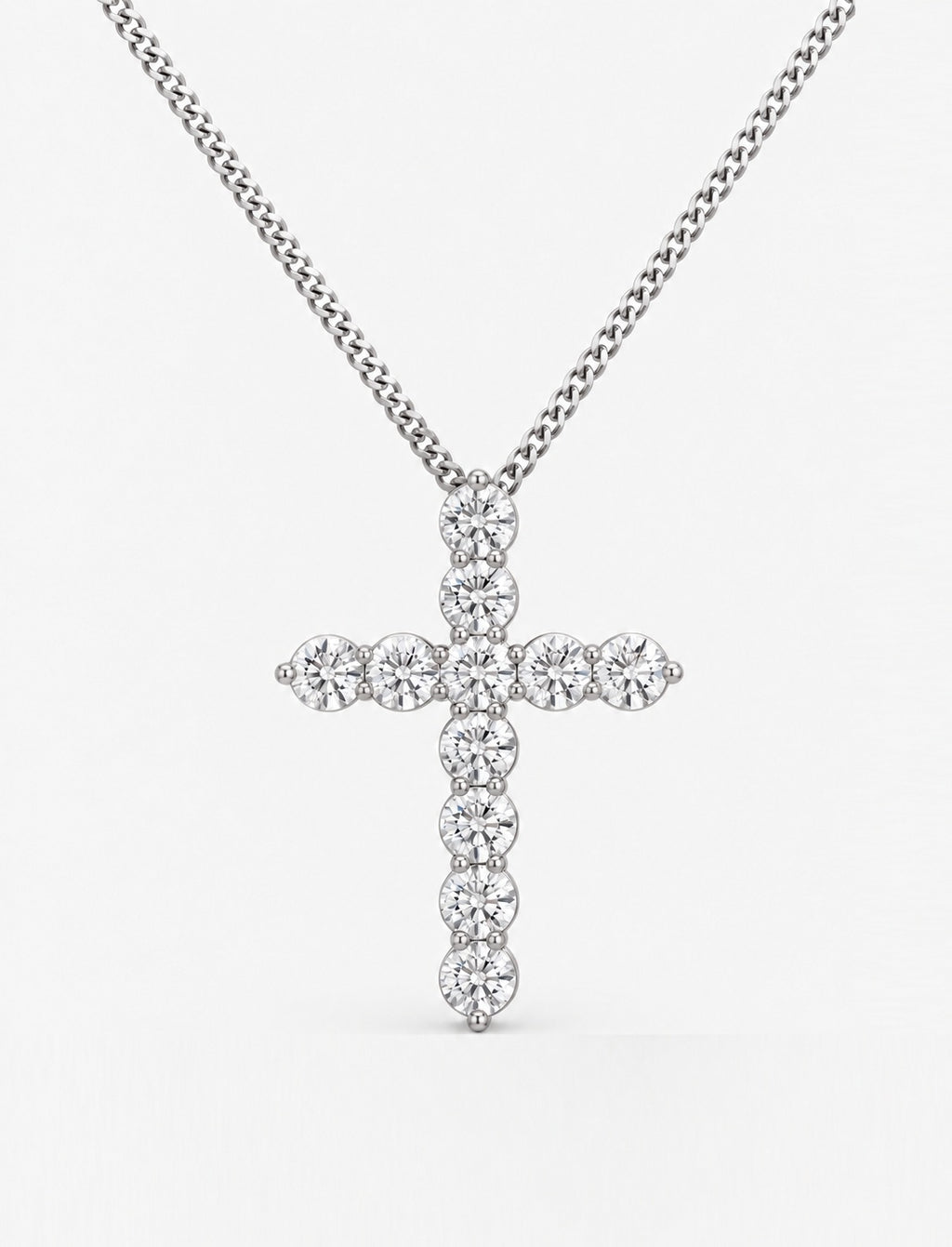 2.50ct Lab-Grown Round Diamond Cross Pendant Necklace in 9K Gold