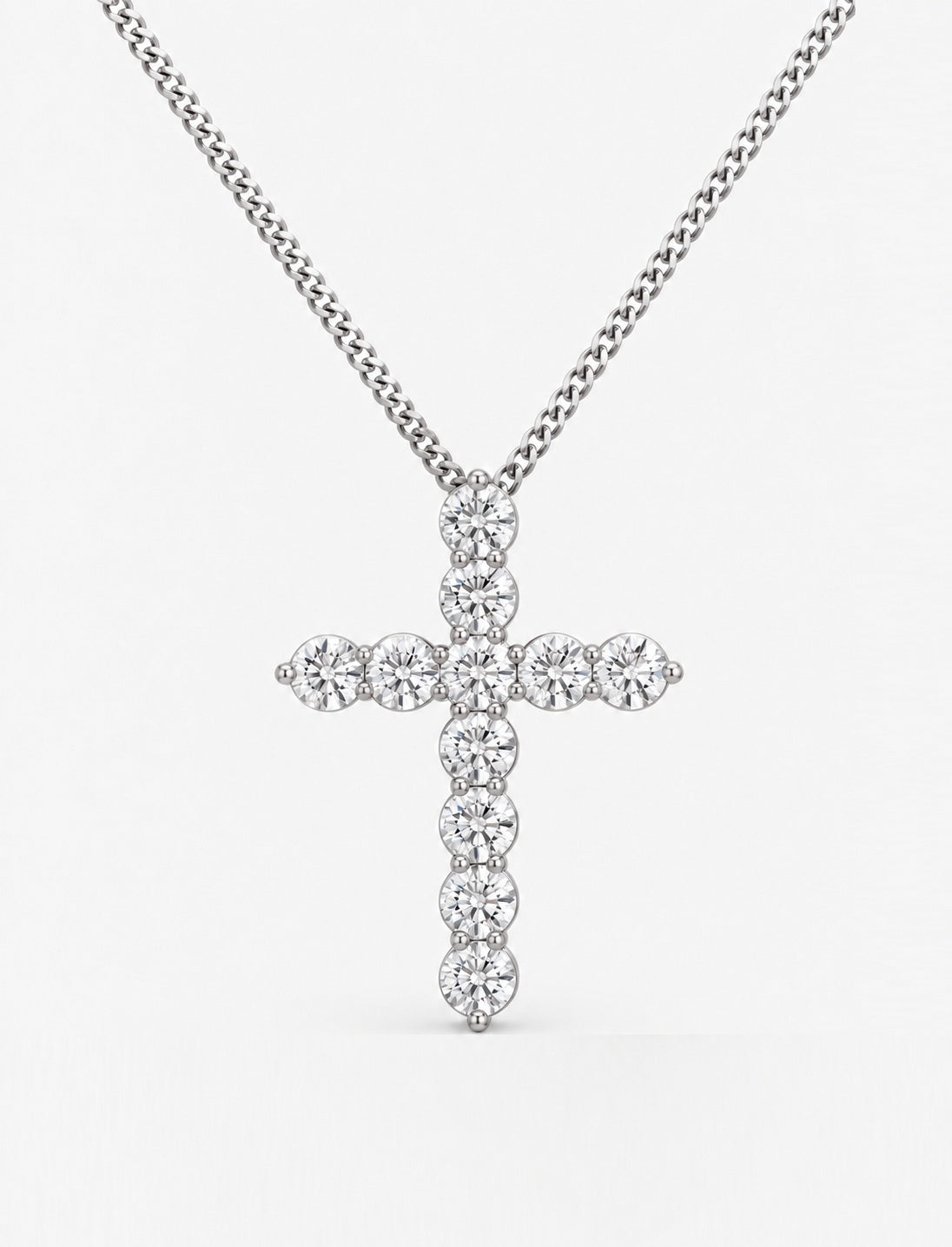 2.50ct Lab-Grown Round Diamond Cross Pendant Necklace in 9K Gold